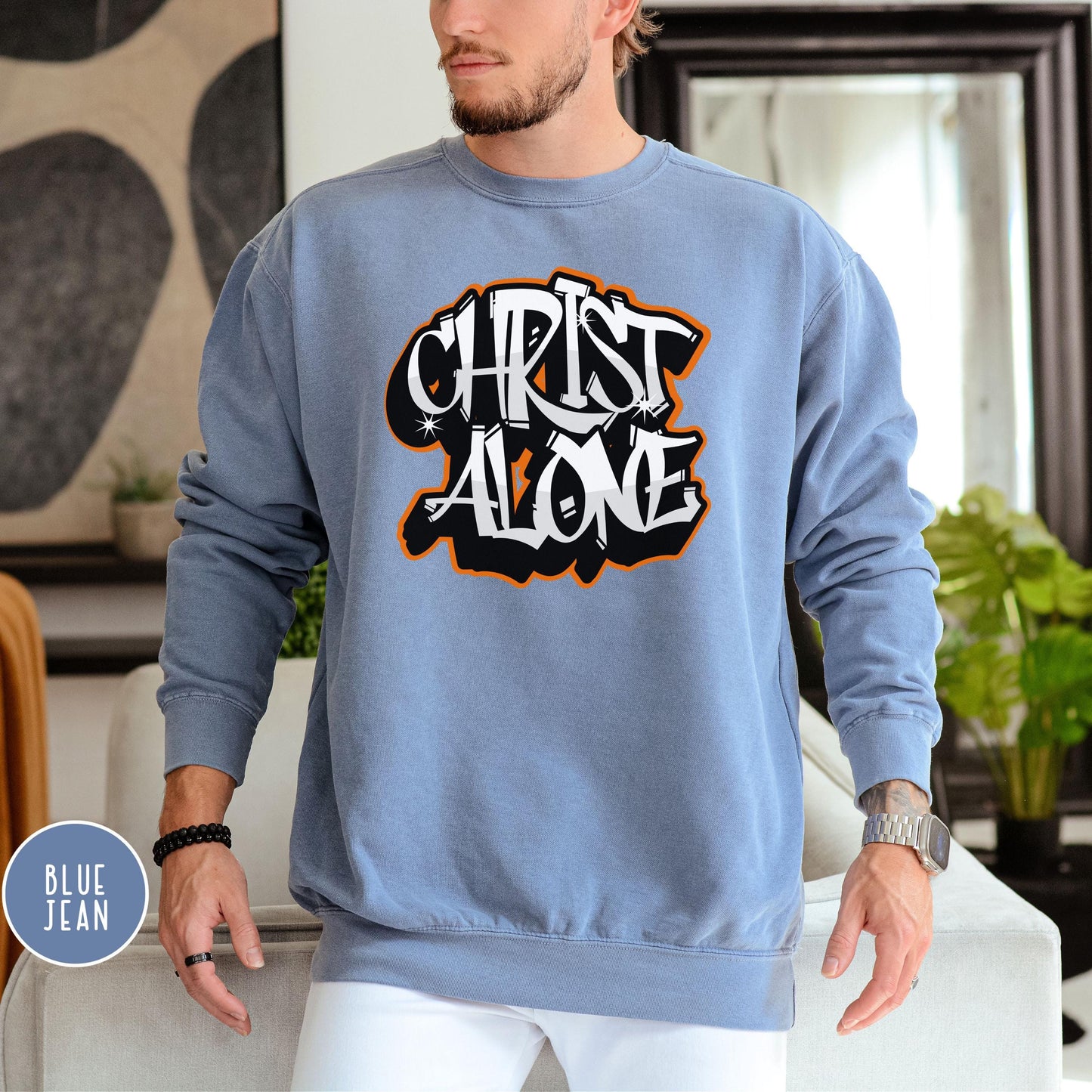 Christian Graffiti Sweatshirt, Christ Alone Clothing, Faithful Crewneck Pullover, Christian Merch, Mens Christian Streetwear, Faith Gear