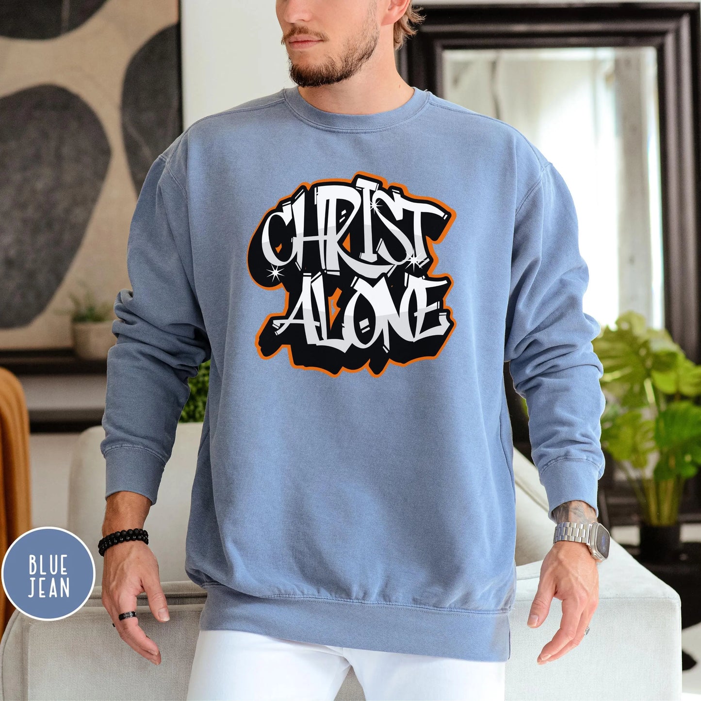 Christian Graffiti Sweatshirt, Christ Alone Clothing, Faithful Crewneck Pullover, Christian Merch, Mens Christian Streetwear, Faith Gear