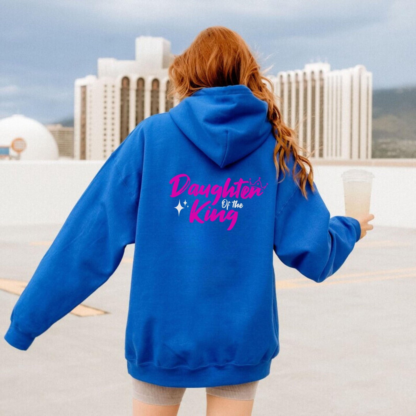 Daughter of the King Hoodie, Trendy Christian Sweatshirt Merch, Words on Back Bible Verse Hoodie, Jesus Loves You, Aesthetic Faith Apparel