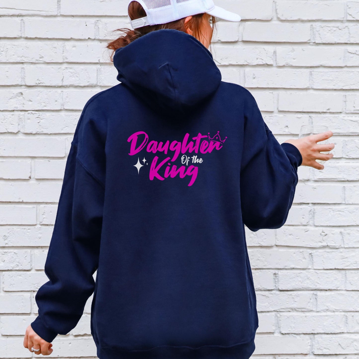 Daughter of the King Hoodie, Trendy Christian Sweatshirt Merch, Words on Back Bible Verse Hoodie, Jesus Loves You, Aesthetic Faith Apparel