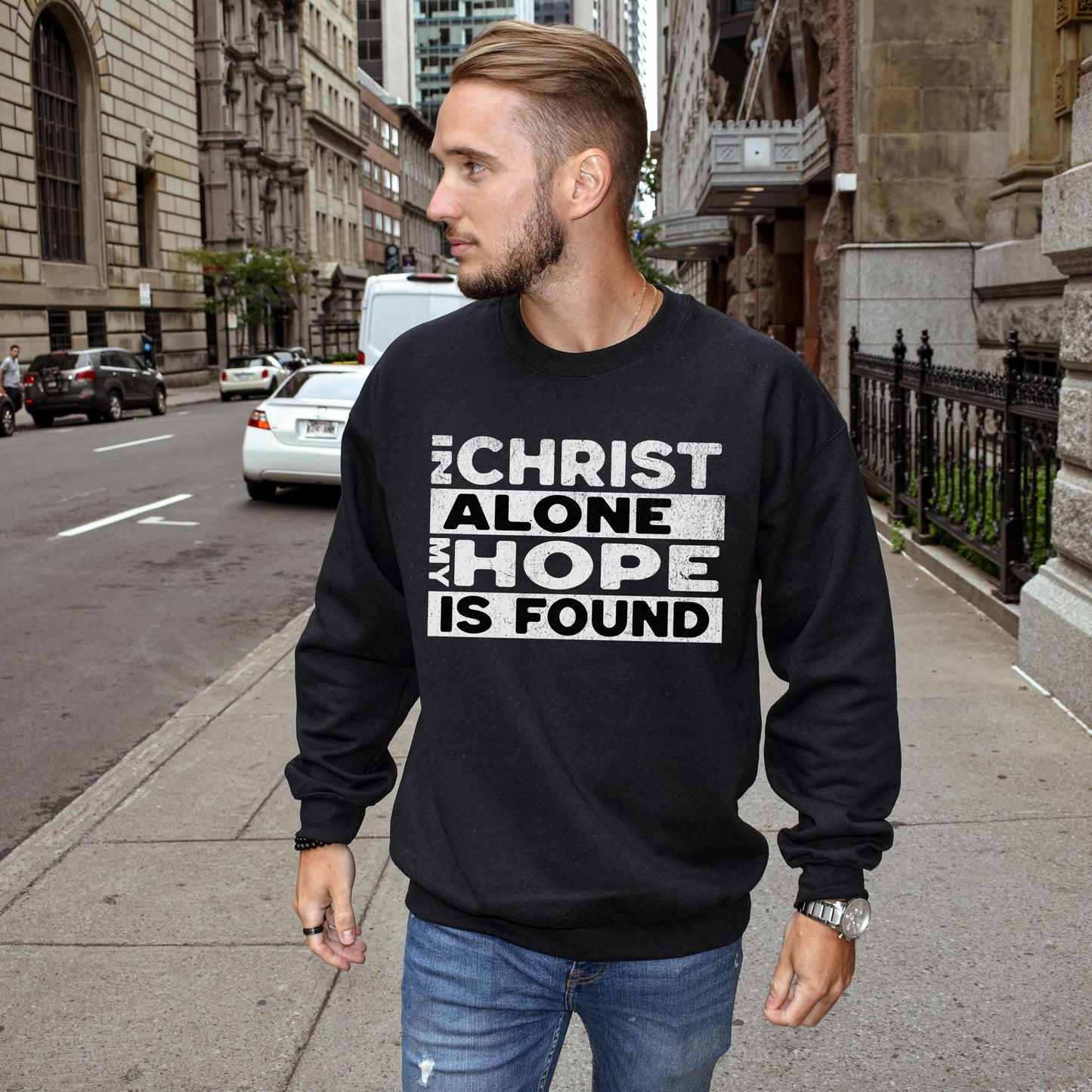 in christ alone sweatshirt, mens christian clothing, Trendy Christian Faith Sweatshirt, Bible Quotes Hoodie, Bible verse sweatshirt