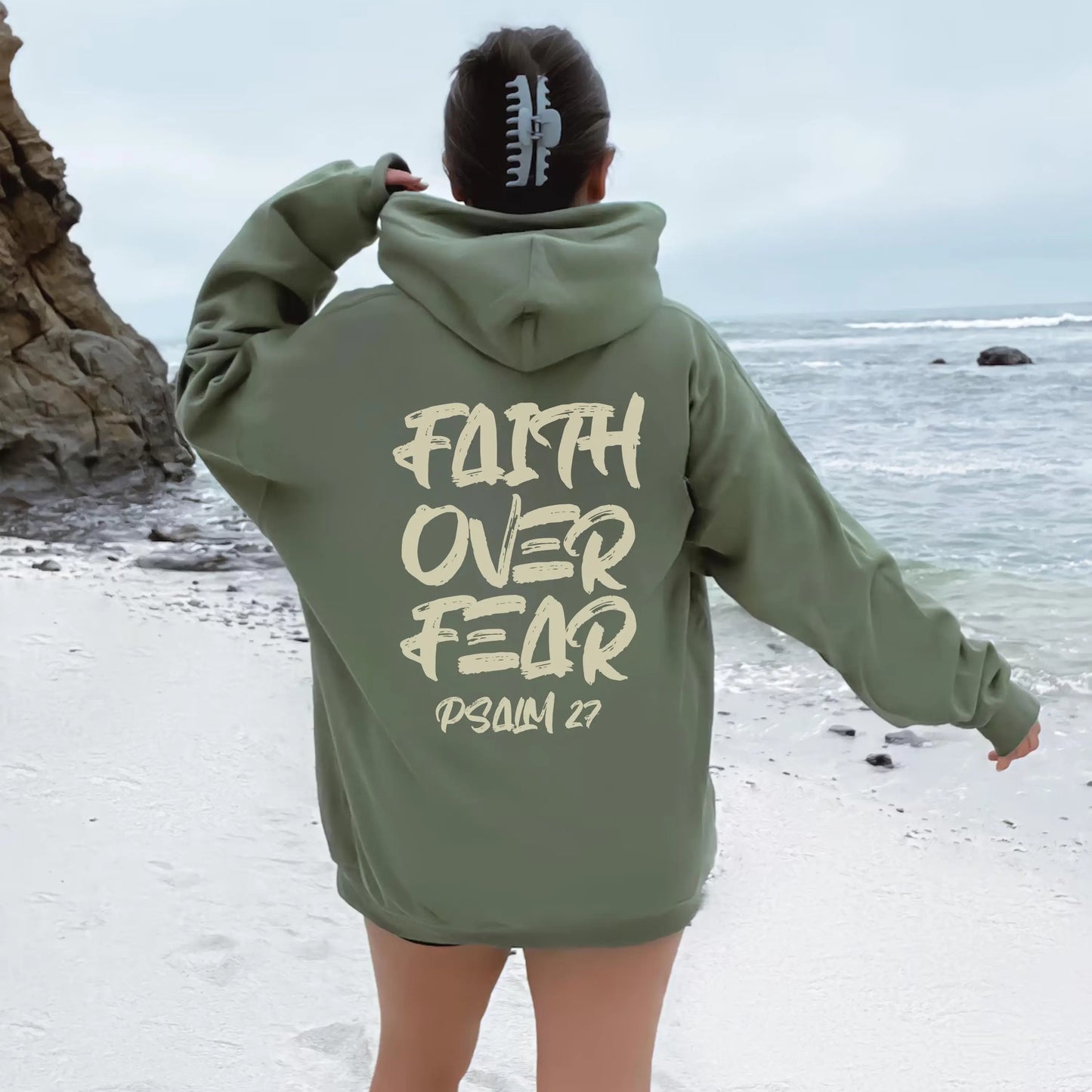 Trendy Christian Hoodie | Fait Over Fear Christian Sweatshirt | Gift for Youth Pastor | Church Hoodie