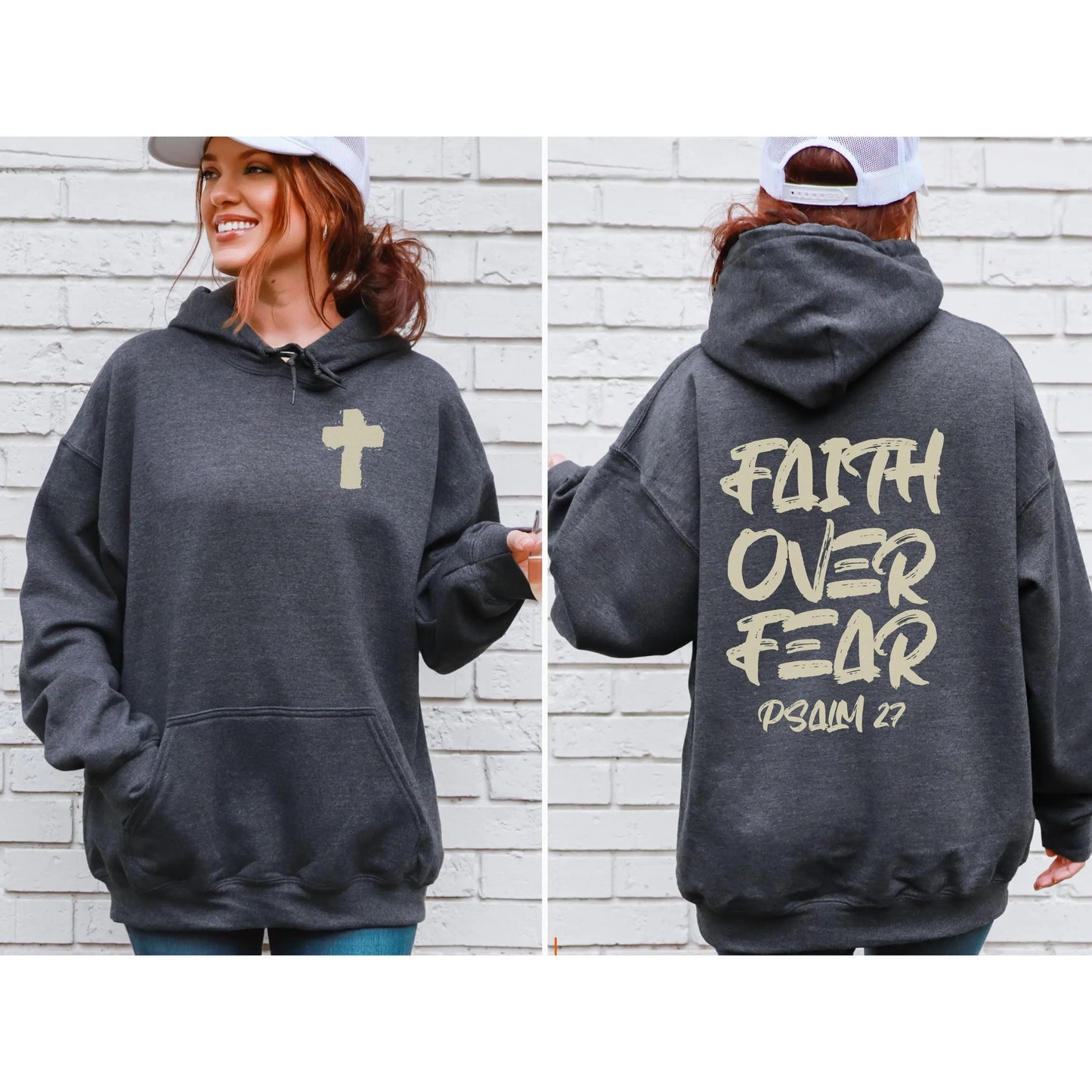 Trendy Christian Hoodie | Fait Over Fear Christian Sweatshirt | Gift for Youth Pastor | Church Hoodie
