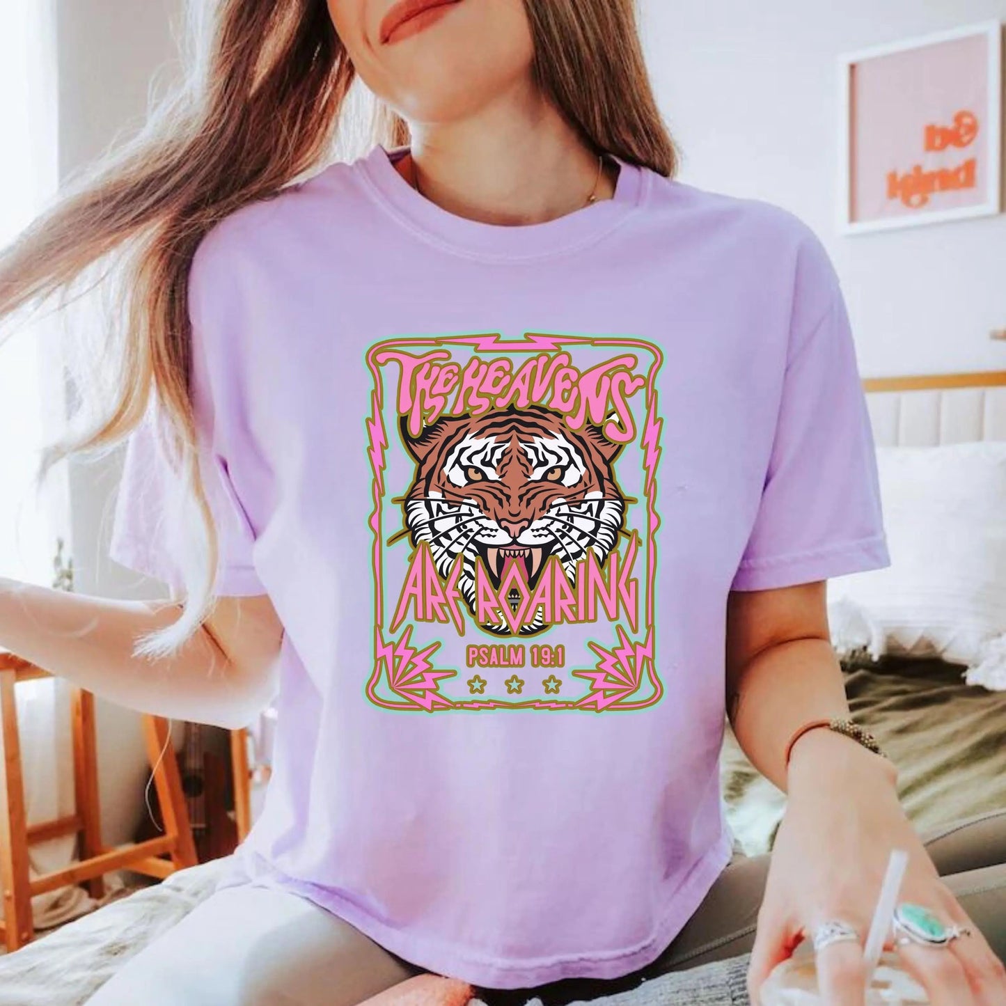 Christian Women's Boxy Tee, Tiger Art Crop Top, Heavens Are Roaring Shirt, Inspirational Graphic T-Shirt, Religious Women's Top