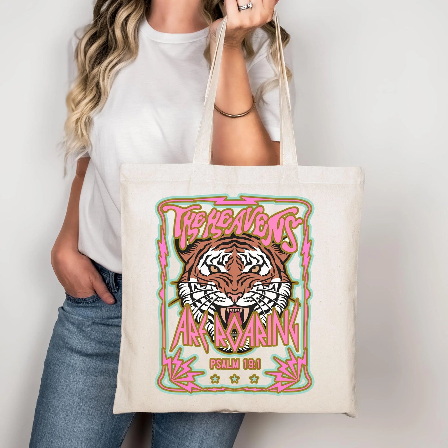 Religious Tote Bag, Psalm 19:1, Christian Mom Gift, Cotton Canvas Bag, Christian Tote, Bible Verse Bag, Inspirational Shoulder Bag