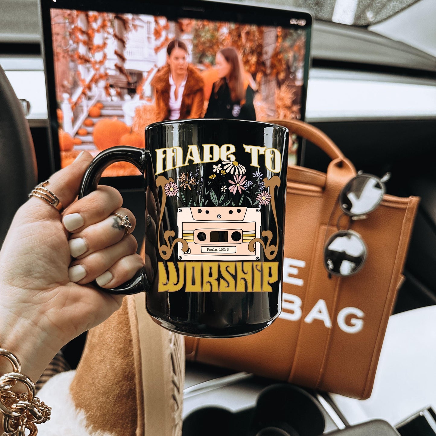 Christian Coffee Mug, Made to Worship, Christian men's Gift, Coffee Cup, Black Ceramic Tea Mug, Bible Verse gift, Gift for worship leader