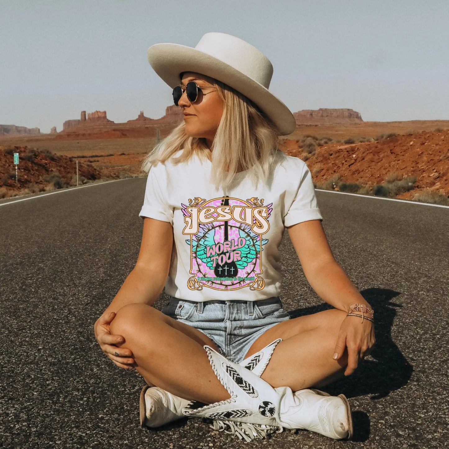 Vintage Jesus World Tour Boho Christian Tee, Retro Jesus Tee, Trendy Christian Graphic Shirt, New Christian Gift, Jesus Apparel, Faith tee