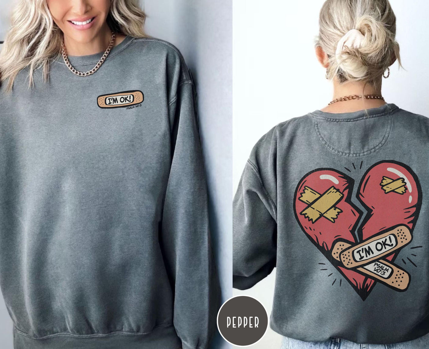 Christian Comfort Colors Sweatshirt, Jesus Heals Psalm 147:3, Religious Pullover, Unisex Jumper, Christian Gift, Christian Sweatshirt