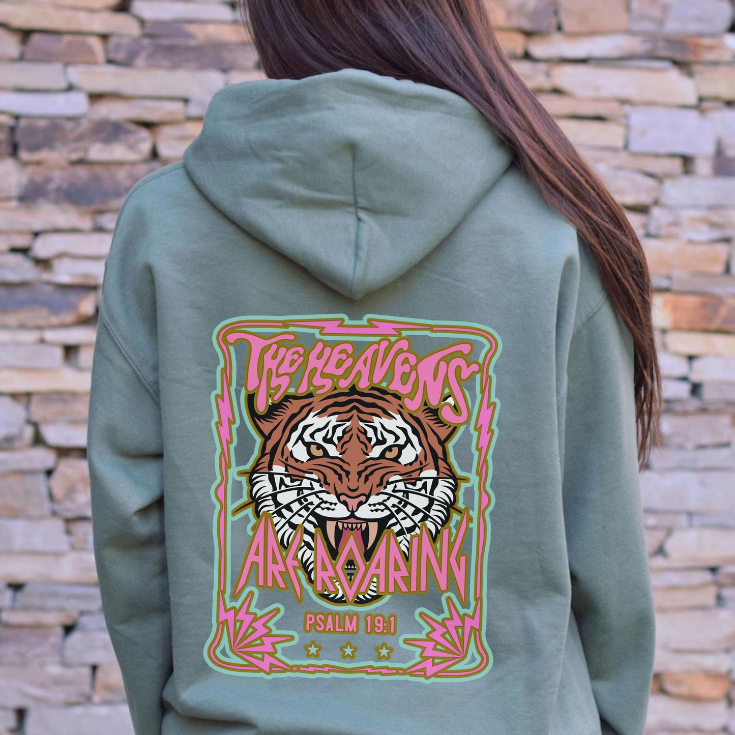 Christian Women's Trendy Hoodie, Heavens Are Roaring, Psalm 19:1, Church apparel, Faith Gift, Christian girlfriend gift, baptism gift