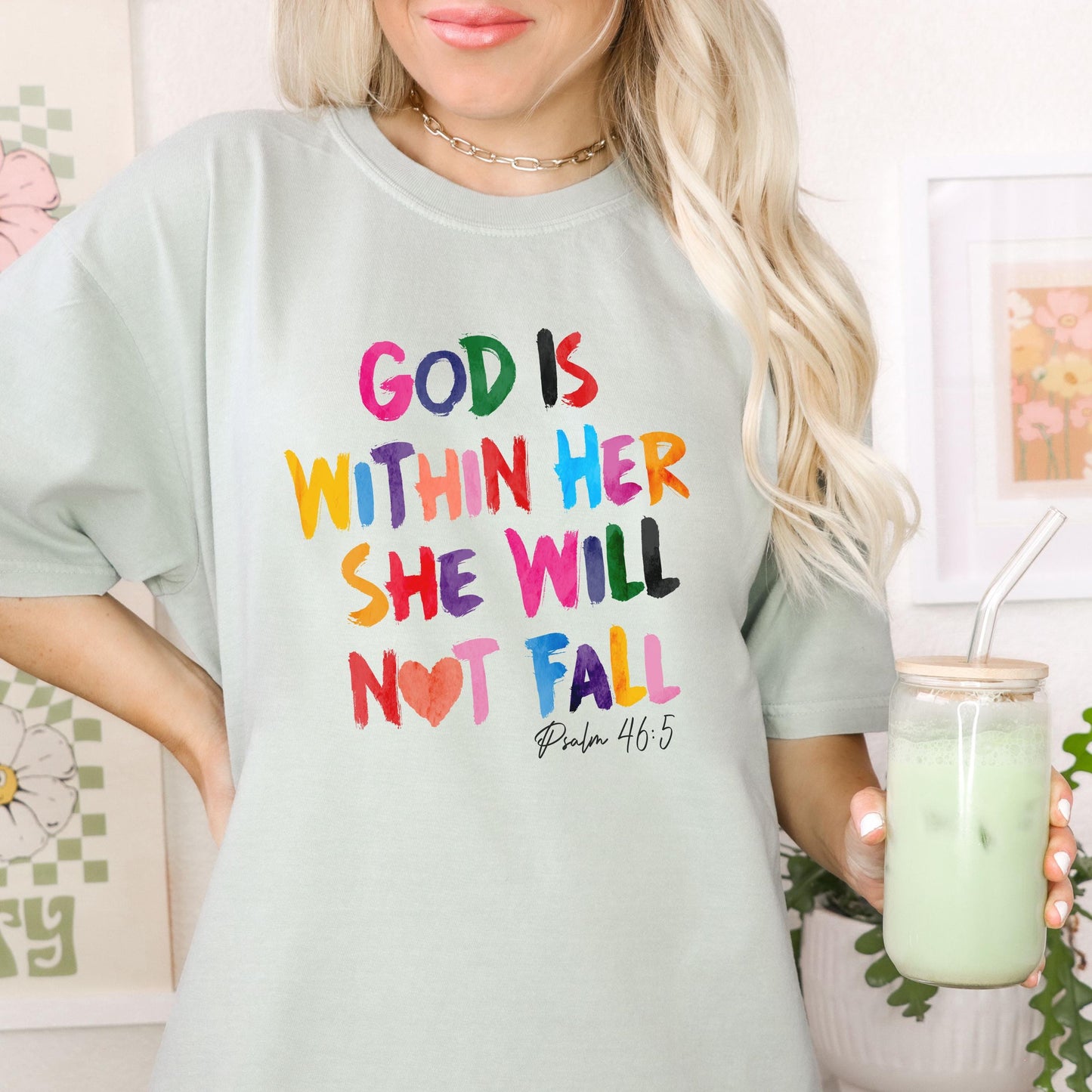 God Is Within Her Comfort Colors T-Shirt, Bible Verse Tee, Unisex Garment-Dyed Shirt, Religious Graphic Top, Inspirational Apparel