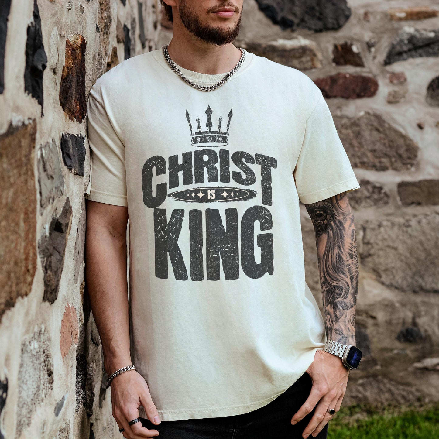 Christ is King Christian Comfort Colors Tee, Mens christian Shirt, Christian Graphic Church Tee, christian gift for dad, youth pastor tee