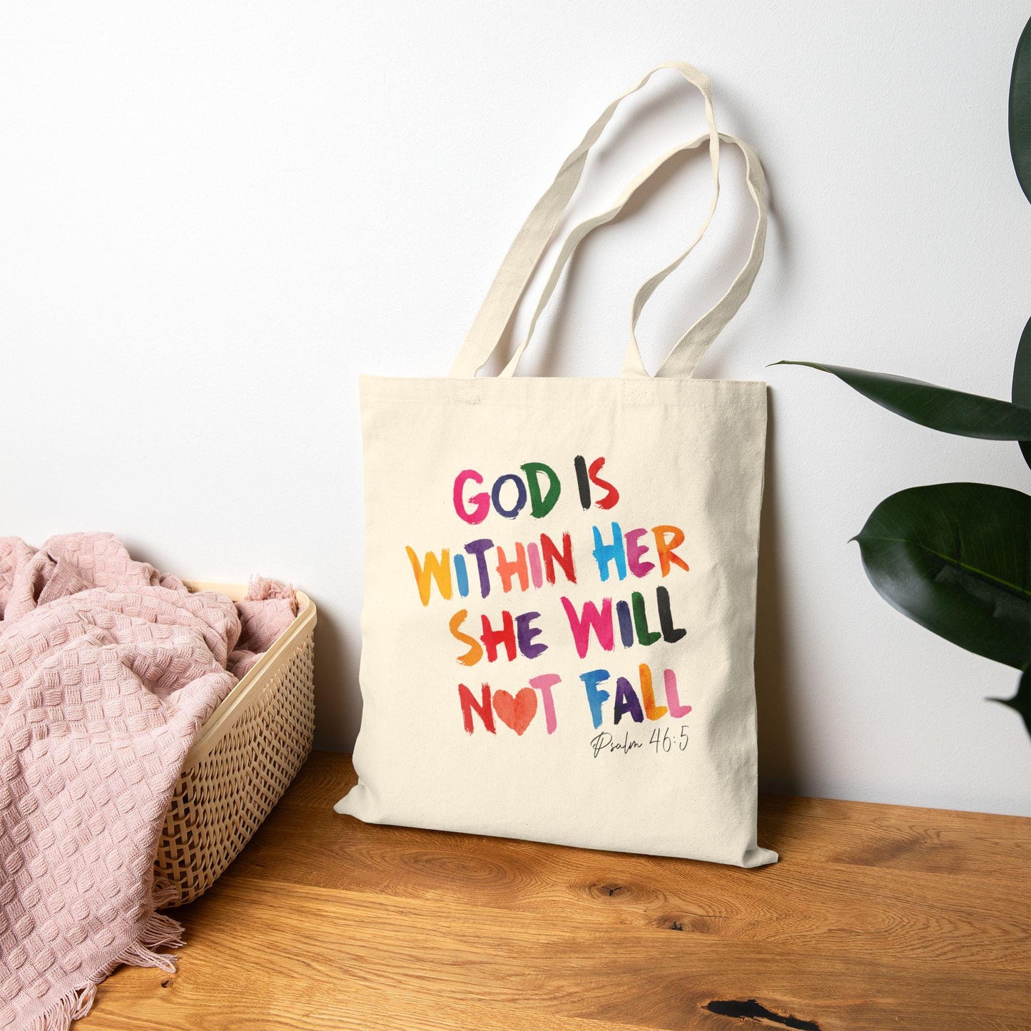 Christian Cotton Canvas Tote Bag - God is Within Her - Christian Woman Gift Bag, new christian gift Bag, Bible bag, christian mom gift