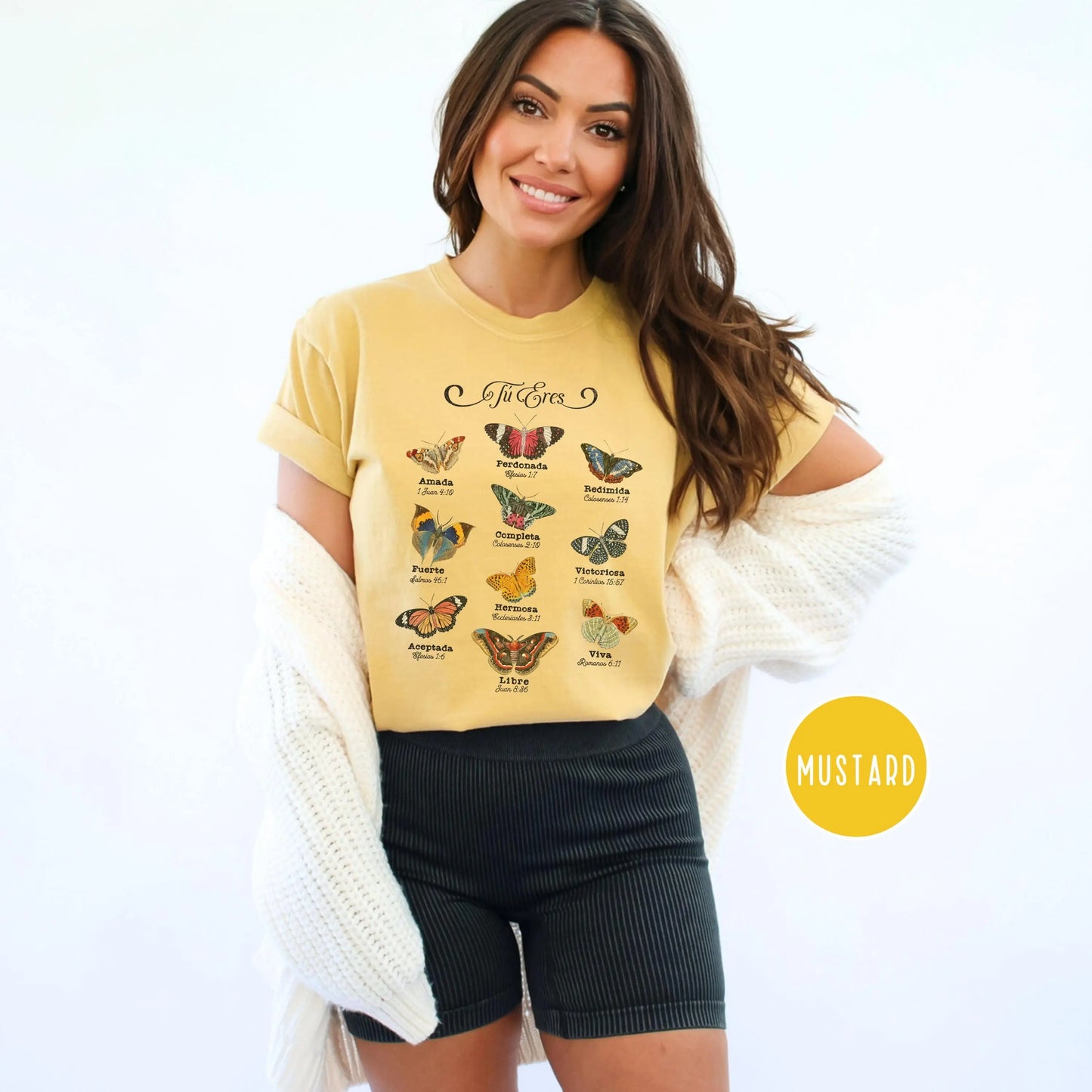 Christian shirt in Spanish Comfort colors, Gift for latina, Cristiana tshirt, Butterfly shirt, lain faith based tee, Spanish Christian top