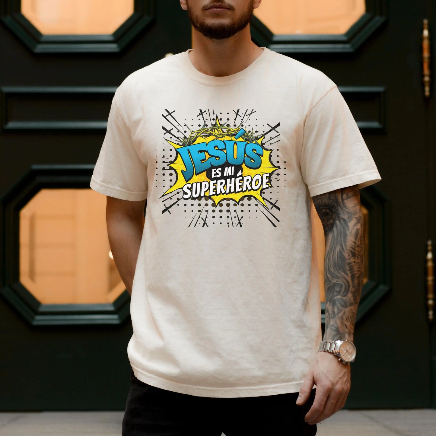 Jesus es mi Superhéroe T-shirt, Spanish Christian shirt, latino shirt Christian, Spanish Bible Verse Shirt, camisa para Hombre Cristiano