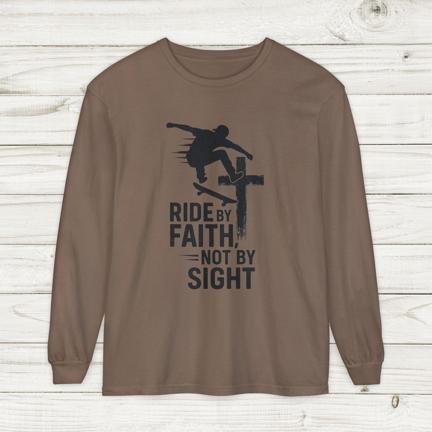 Skateboarding Themed Christian Long Sleeve T-Shirt, Skateboarder Gift, Christian Long Sleeve Shirt, Religious Clothing, Christian Skater