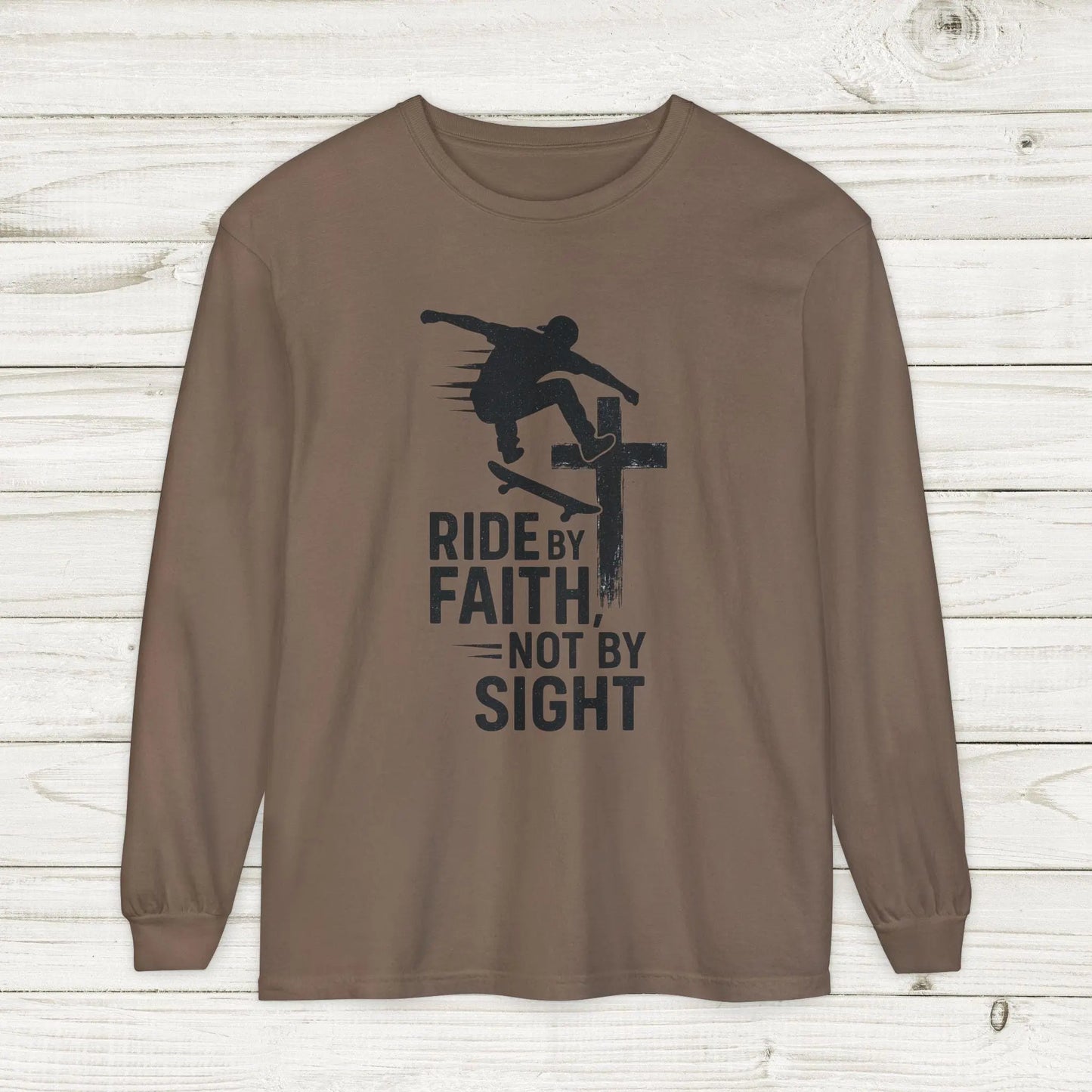 Skateboarding Themed Christian Long Sleeve T-Shirt, Skateboarder Gift, Christian Long Sleeve Shirt, Religious Clothing, Christian Skater