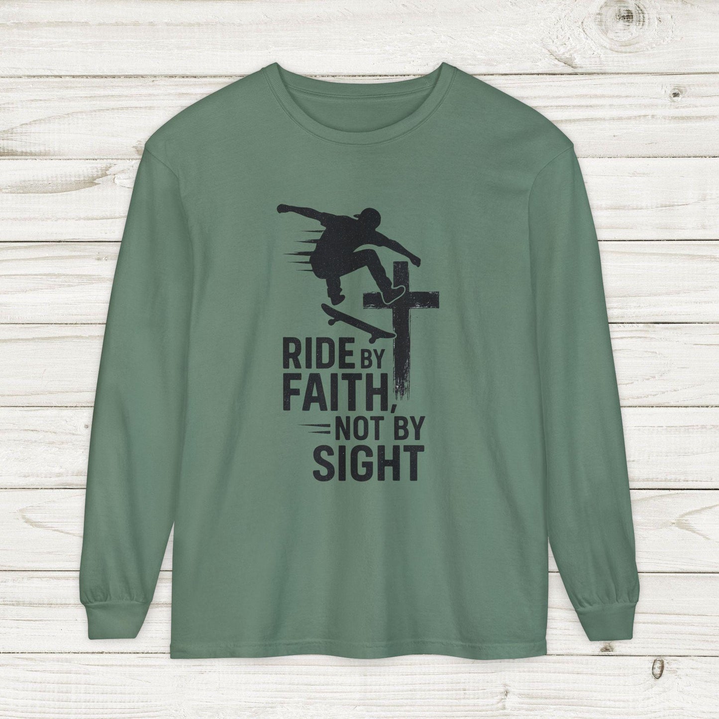 Skateboarding Themed Christian Long Sleeve T-Shirt, Skateboarder Gift, Christian Long Sleeve Shirt, Religious Clothing, Christian Skater