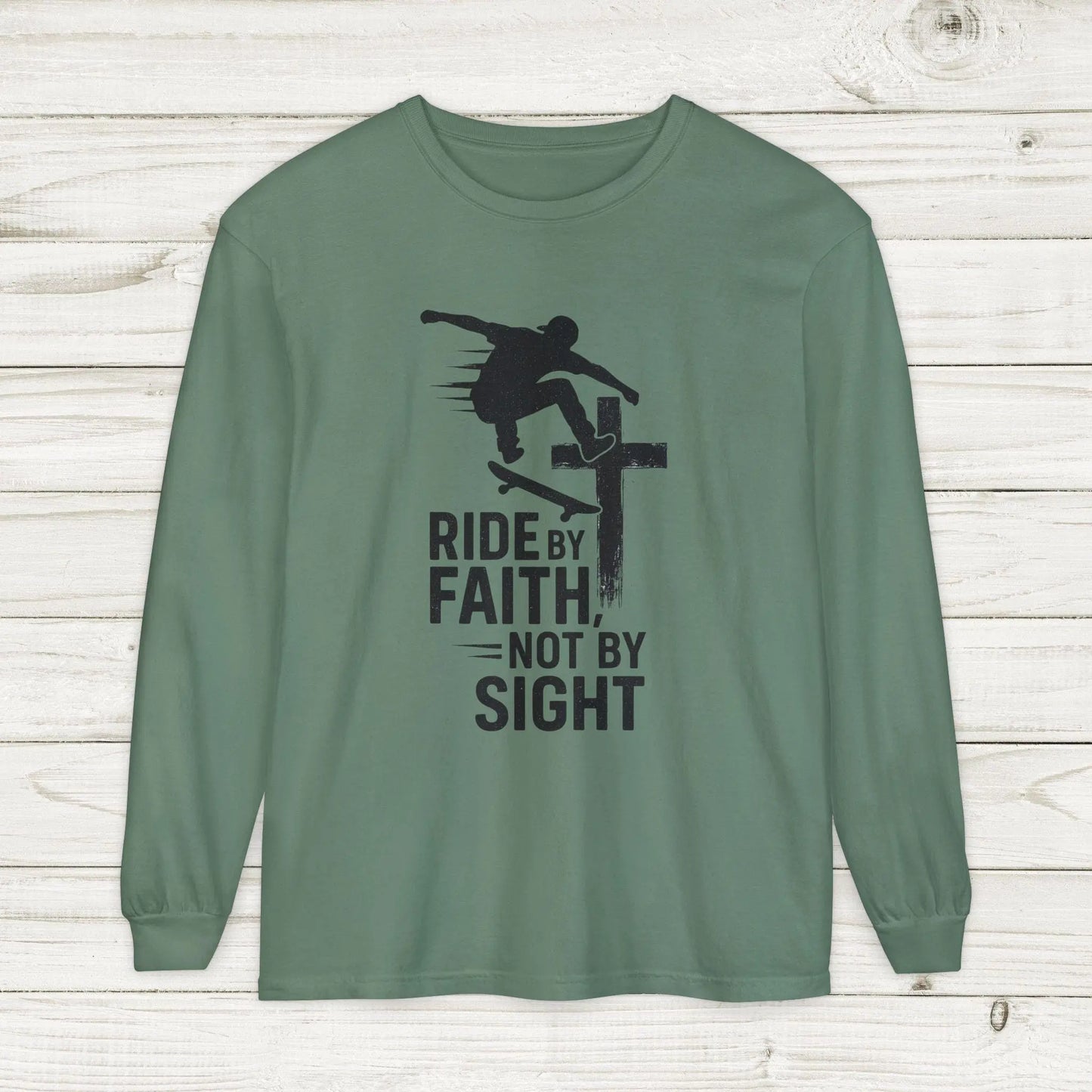 Skateboarding Themed Christian Long Sleeve T-Shirt, Skateboarder Gift, Christian Long Sleeve Shirt, Religious Clothing, Christian Skater