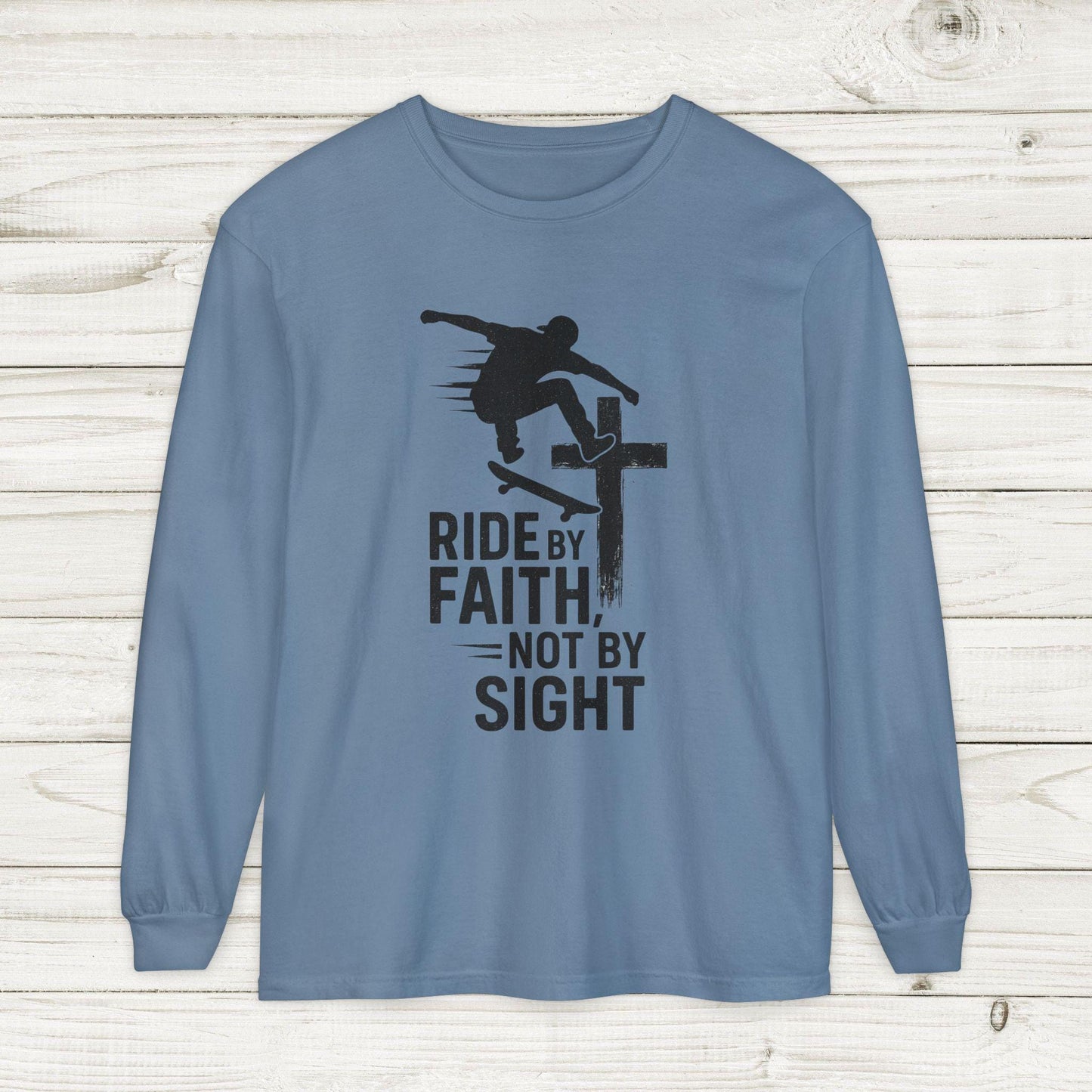 Skateboarding Themed Christian Long Sleeve T-Shirt, Skateboarder Gift, Christian Long Sleeve Shirt, Religious Clothing, Christian Skater