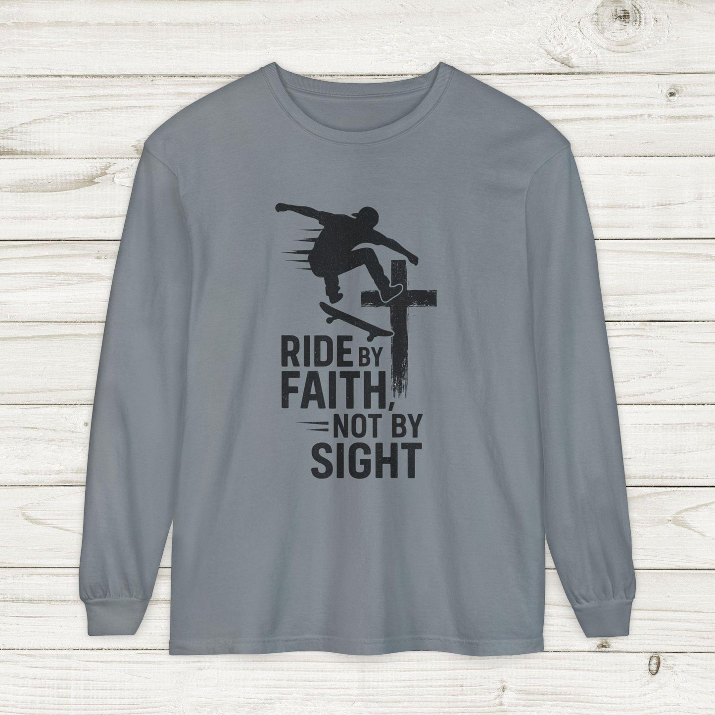 Skateboarding Themed Christian Long Sleeve T-Shirt, Skateboarder Gift, Christian Long Sleeve Shirt, Religious Clothing, Christian Skater