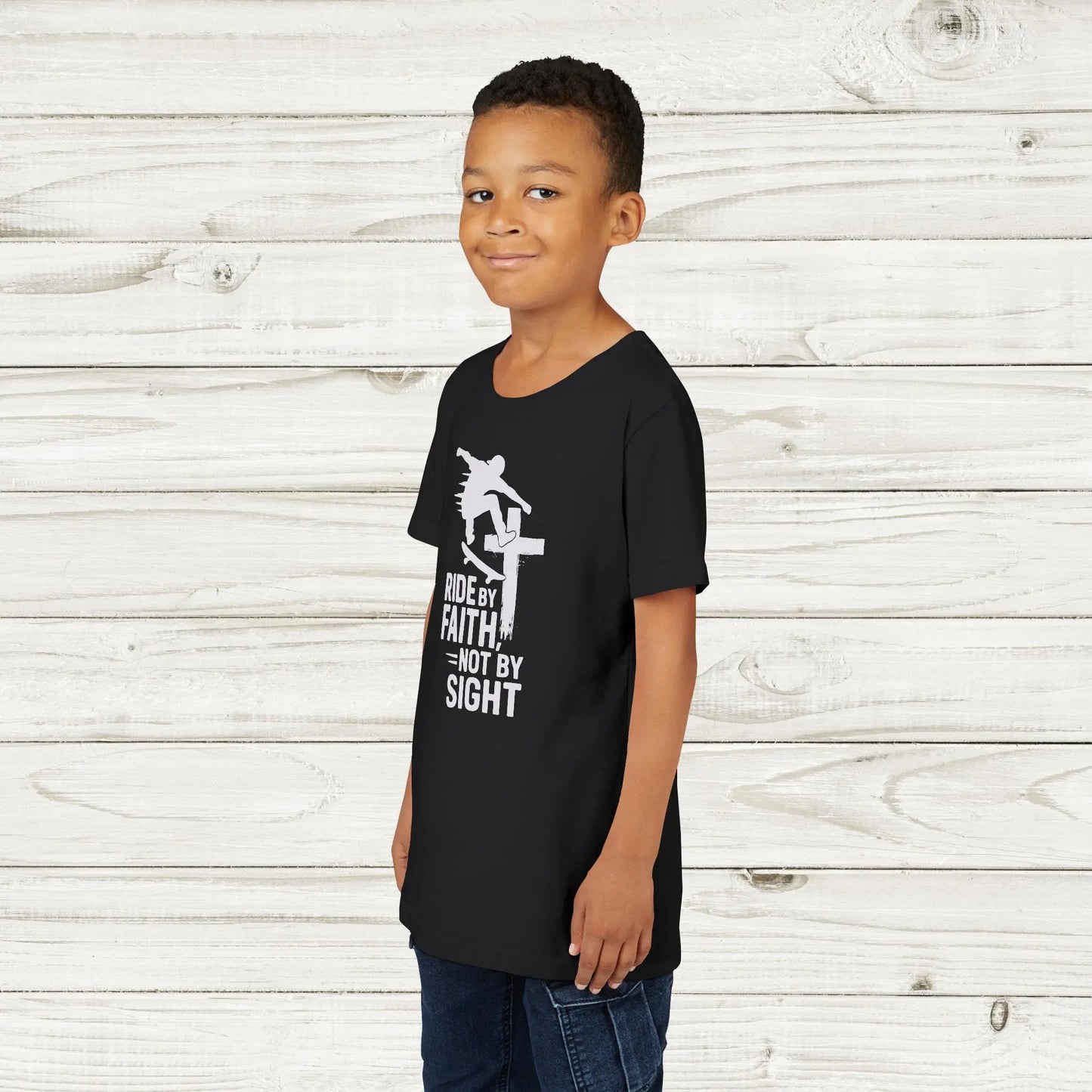 Skateboarding Faith Tee - Youth Short Sleeve T-shirt, Cool Graphic Tee for Kids, Skatewear for Teens, Perfect Gift for Young Skaters
