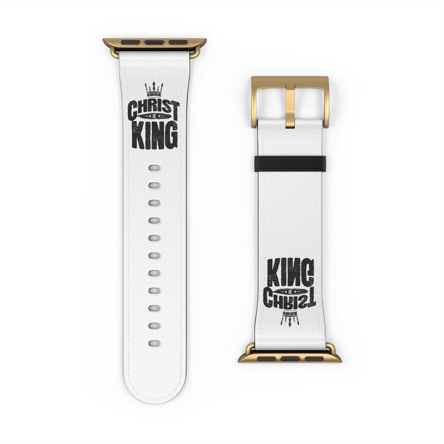 Christ is King Leather Watch Band - Religious Christian Gift, Bible Verse Wrist Strap, Cross Symbol Fit, Prayer Time Accessory, Easter