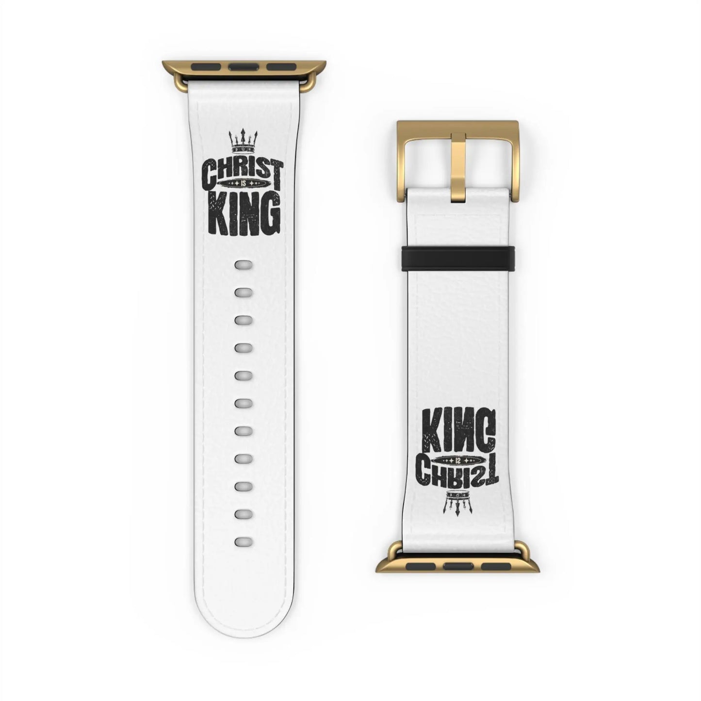 Christ is King Leather Watch Band - Religious Christian Gift, Bible Verse Wrist Strap, Cross Symbol Fit, Prayer Time Accessory, Easter