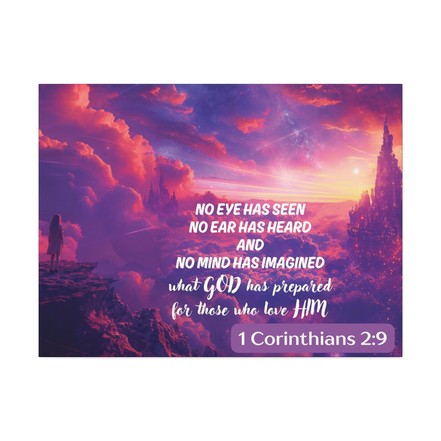 Canvas Christian Wall Art, Corinthians 2:9 Bible Verse, Christian Home Decor, Religious Housewarming Gift, Heaven Based Art, Jesus Art