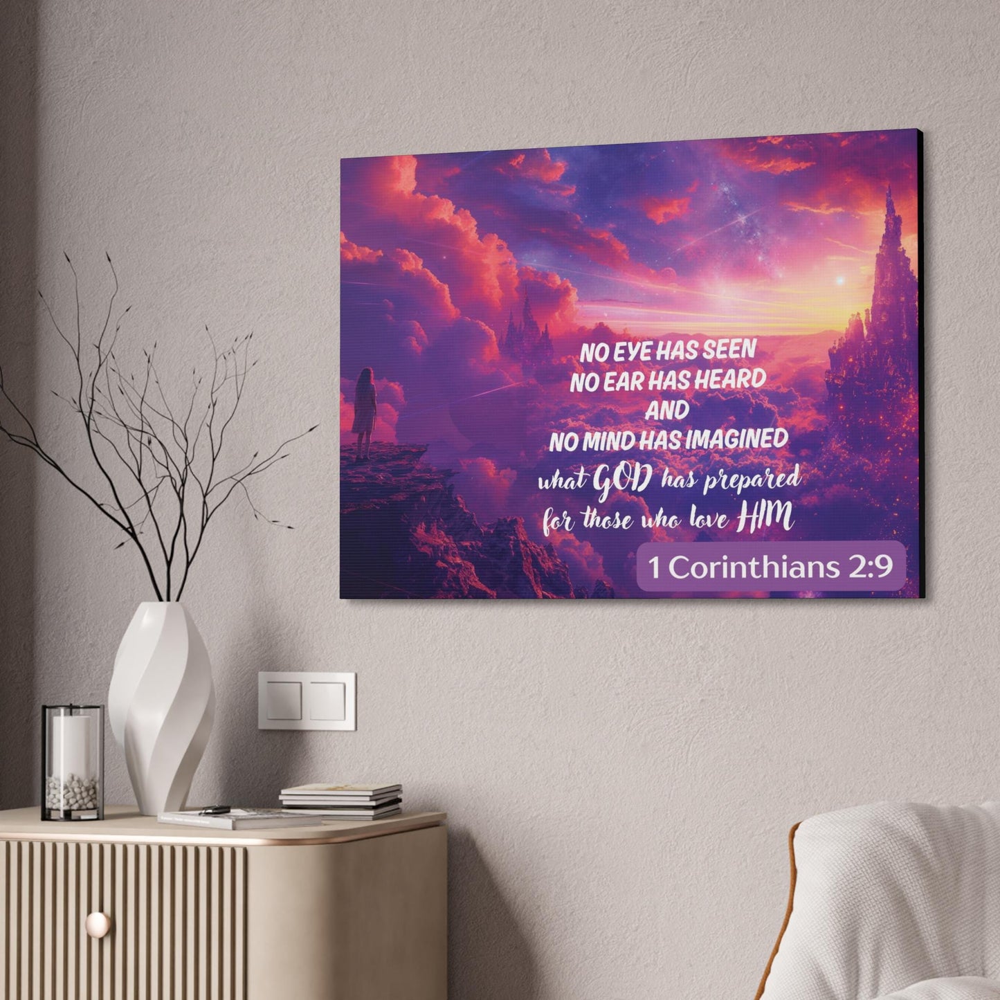 Canvas Christian Wall Art, Corinthians 2:9 Bible Verse, Christian Home Decor, Religious Housewarming Gift, Heaven Based Art, Jesus Art