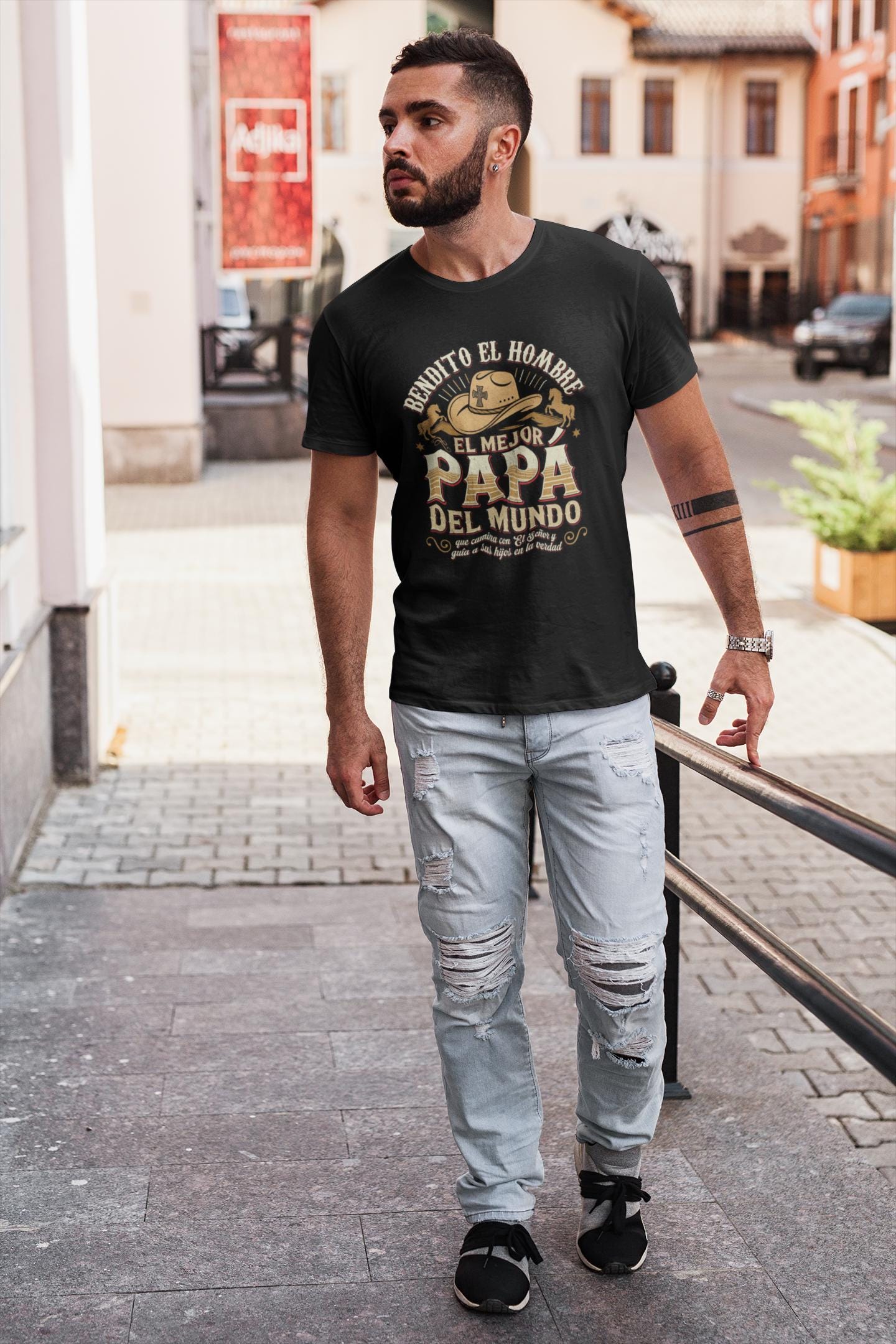 Spanish Christian Mens T-Shirt, Spanish Religious Graphic Shirt, imagenes cristianos para hombres, Hombre de Dios, Spanish christian gift
