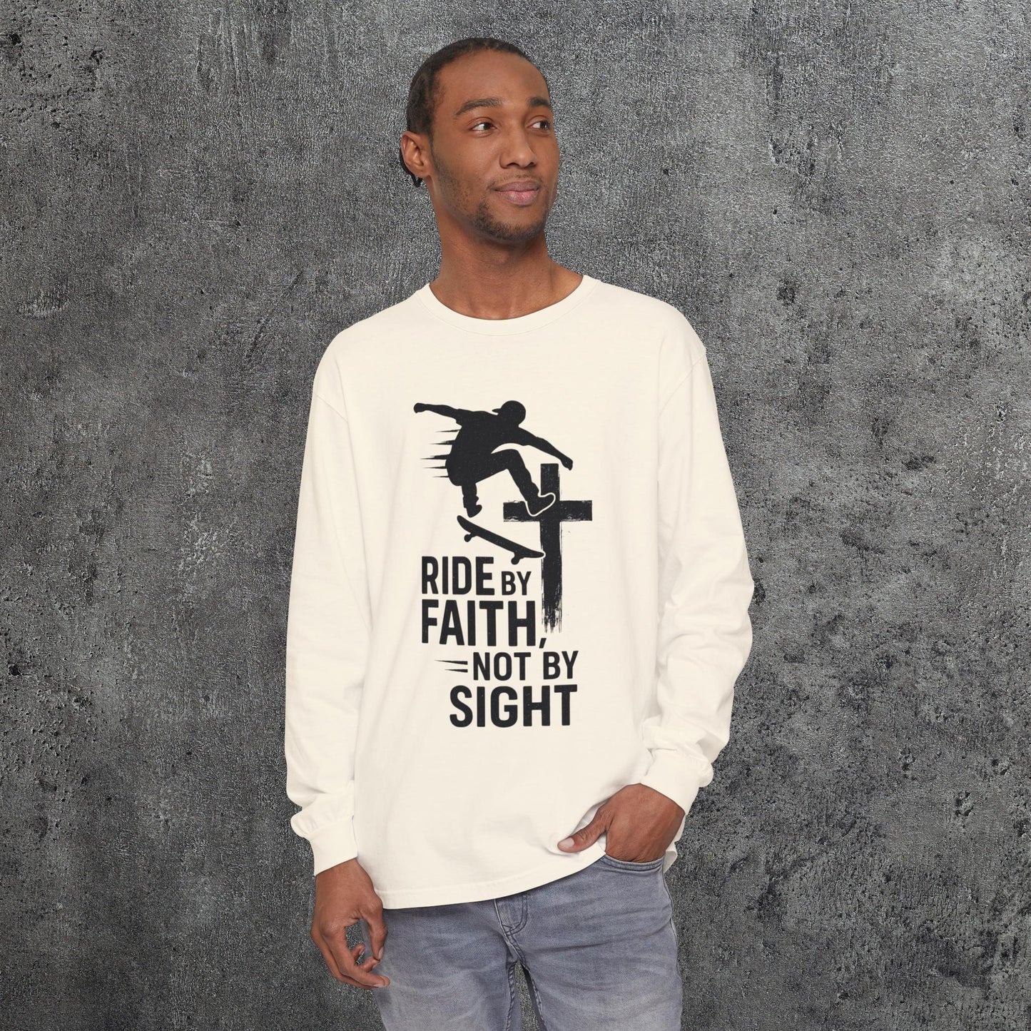 Skateboarding Themed Christian Long Sleeve T-Shirt, Skateboarder Gift, Christian Long Sleeve Shirt, Religious Clothing, Christian Skater
