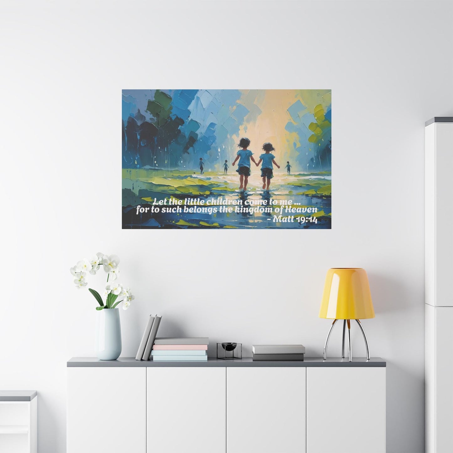 Christian Canvas Wall Art, Matthew 19:14 Christian Decor, Bible Verse Quote, Religious Gift, Scripture Art, Inspirational Home Decor