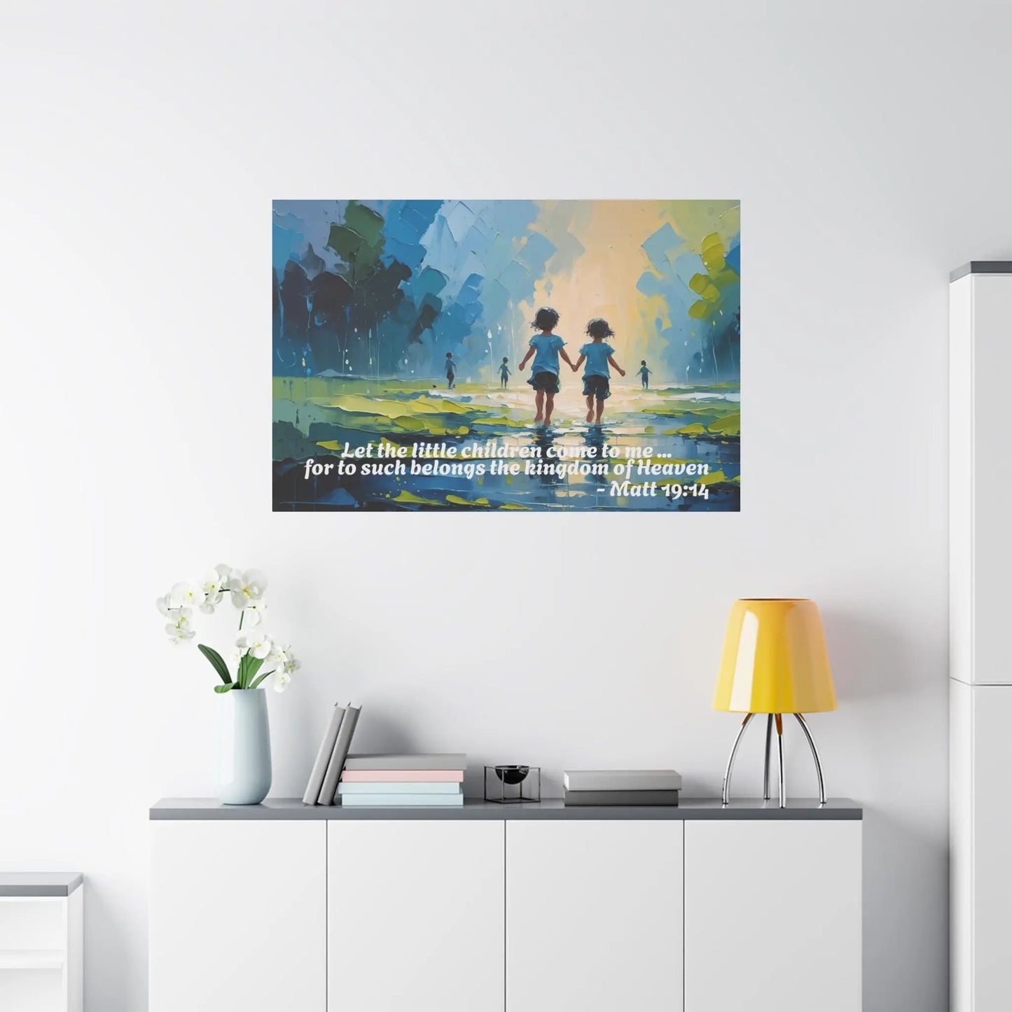 Christian Canvas Wall Art, Matthew 19:14 Christian Decor, Bible Verse Quote, Religious Gift, Scripture Art, Inspirational Home Decor