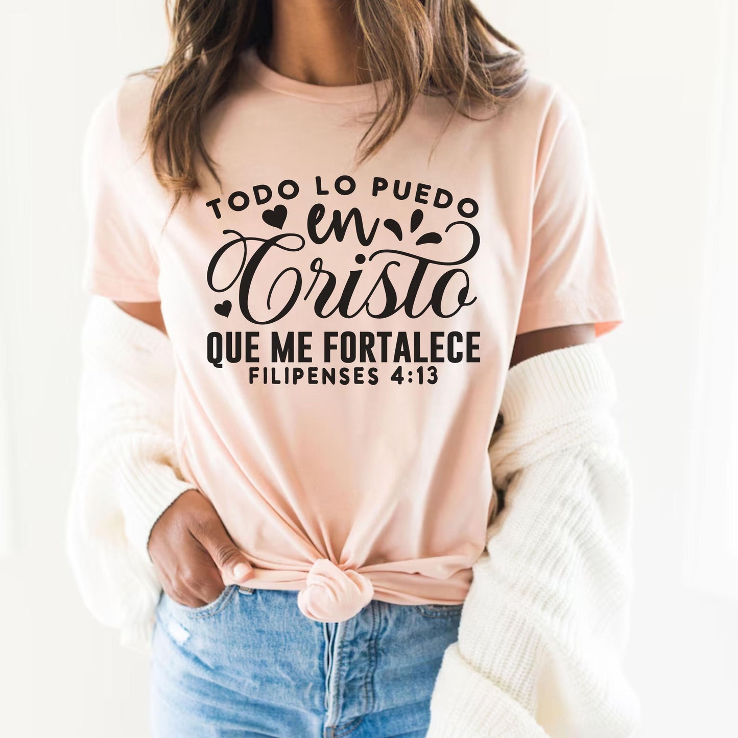 Christian Spanish T-Shirt, Spanish Religious Tee, Bible Verses in Español, Latino Christian gift, Spanish Faith Apparel, Phillipians 4:13