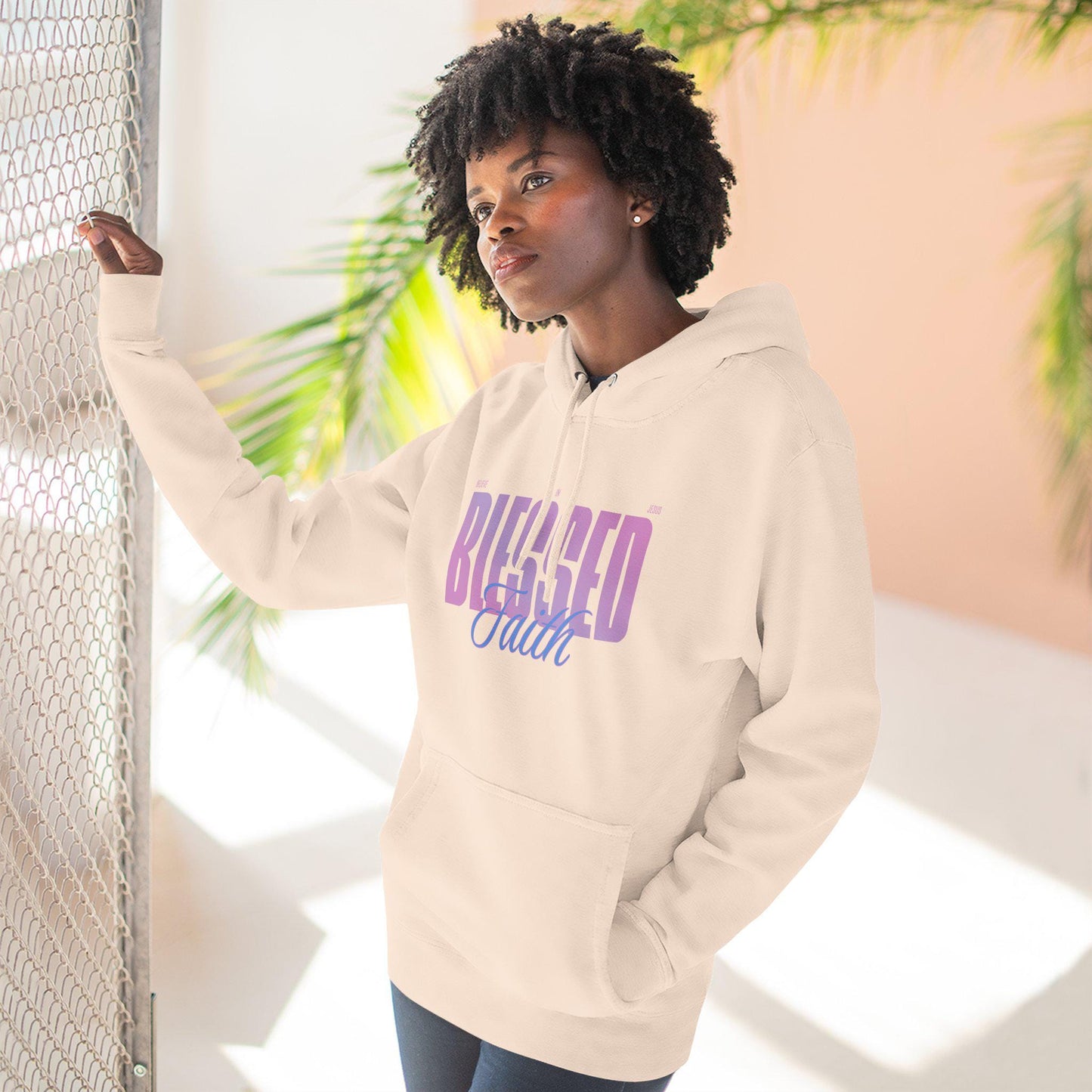 Blessed Faith Hoodie, Christian Fleece Sweatshirt, Christian Gift for Women, Trendy Christian Clothing, Cozy Religious Winter Wear