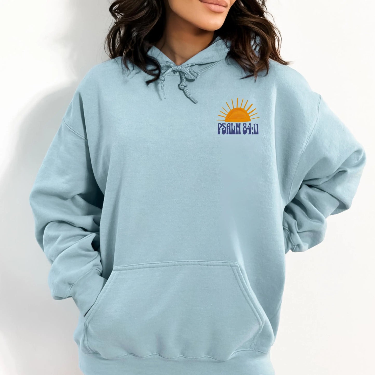 Psalm 84:11 Scripture Three-Panel Fleece Hoodie, Christian Inspirational Sweatshirt, Bible Verse Hoodie, Trendy Christian Apparel