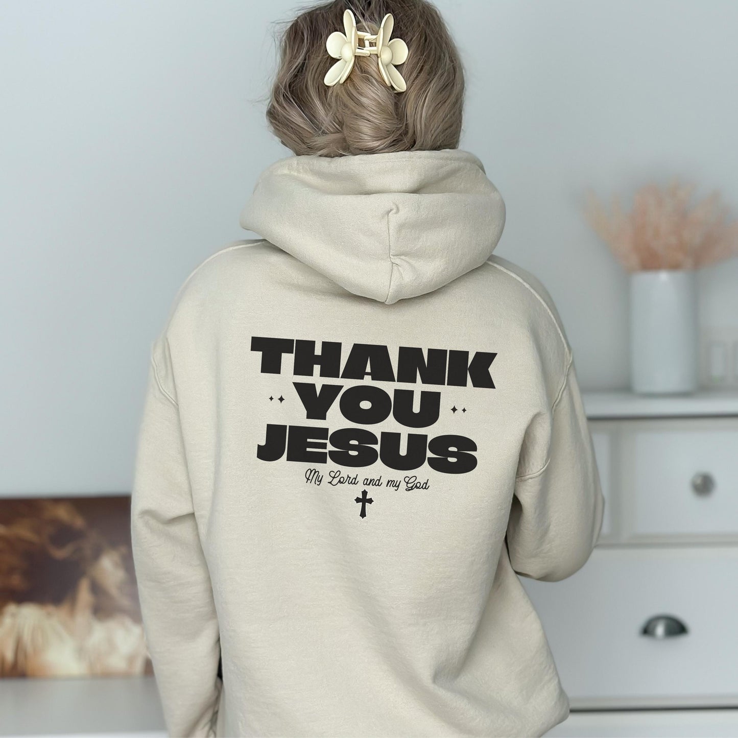 Thank You Jesus Hoodie, Trendy Christian Sweatshirt, Women's Christian Apparel, Faith-Based Gift, Cozy Church Sweater, Gift for Pastor