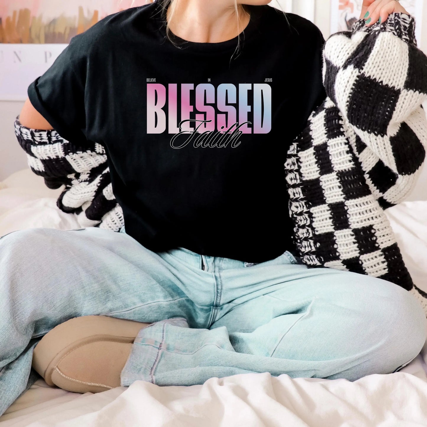 Blessed Short Sleeve Tee - Faith Inspired, Trendy christian apparel, Gift for christian, Church top, worship leader gift, Jesus tee