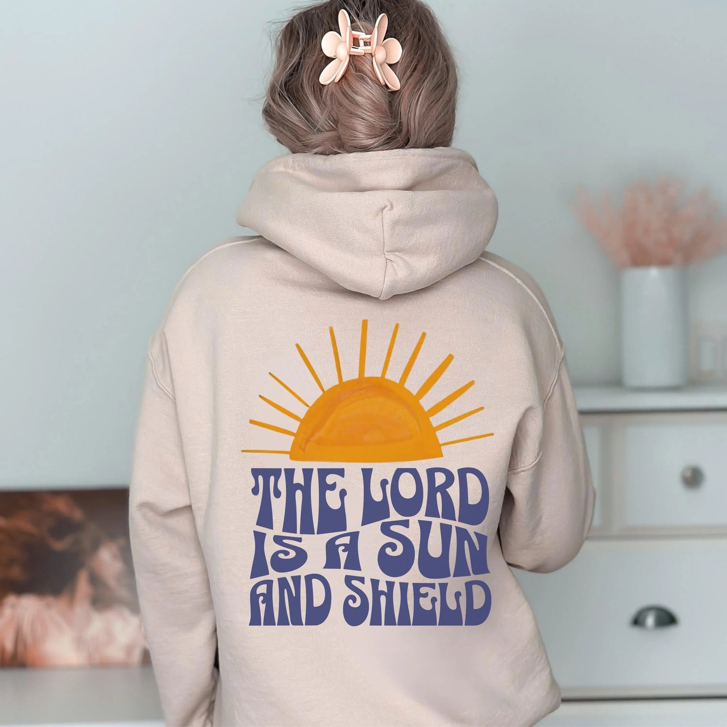 Psalm 84:11 Scripture Three-Panel Fleece Hoodie, Christian Inspirational Sweatshirt, Bible Verse Hoodie, Trendy Christian Apparel
