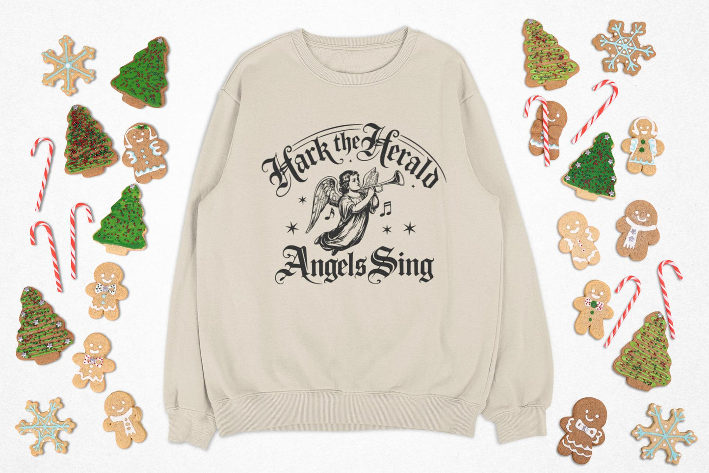 Hark the Herald Angels Sing Sweatshirt – Christian Christmas Crewneck – Faith Based Holiday Sweater – Christmas themed Apparel for Men Women