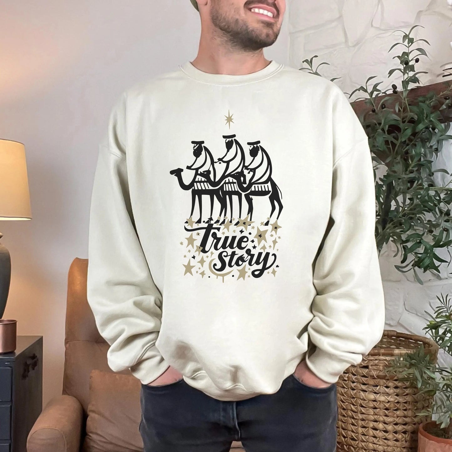 True Story Holiday Sweatshirt, True Story Men’s Christmas Sweatshirt, Christian Holiday Crewneck, Jesus Nativity Design, Faith Based Apparel