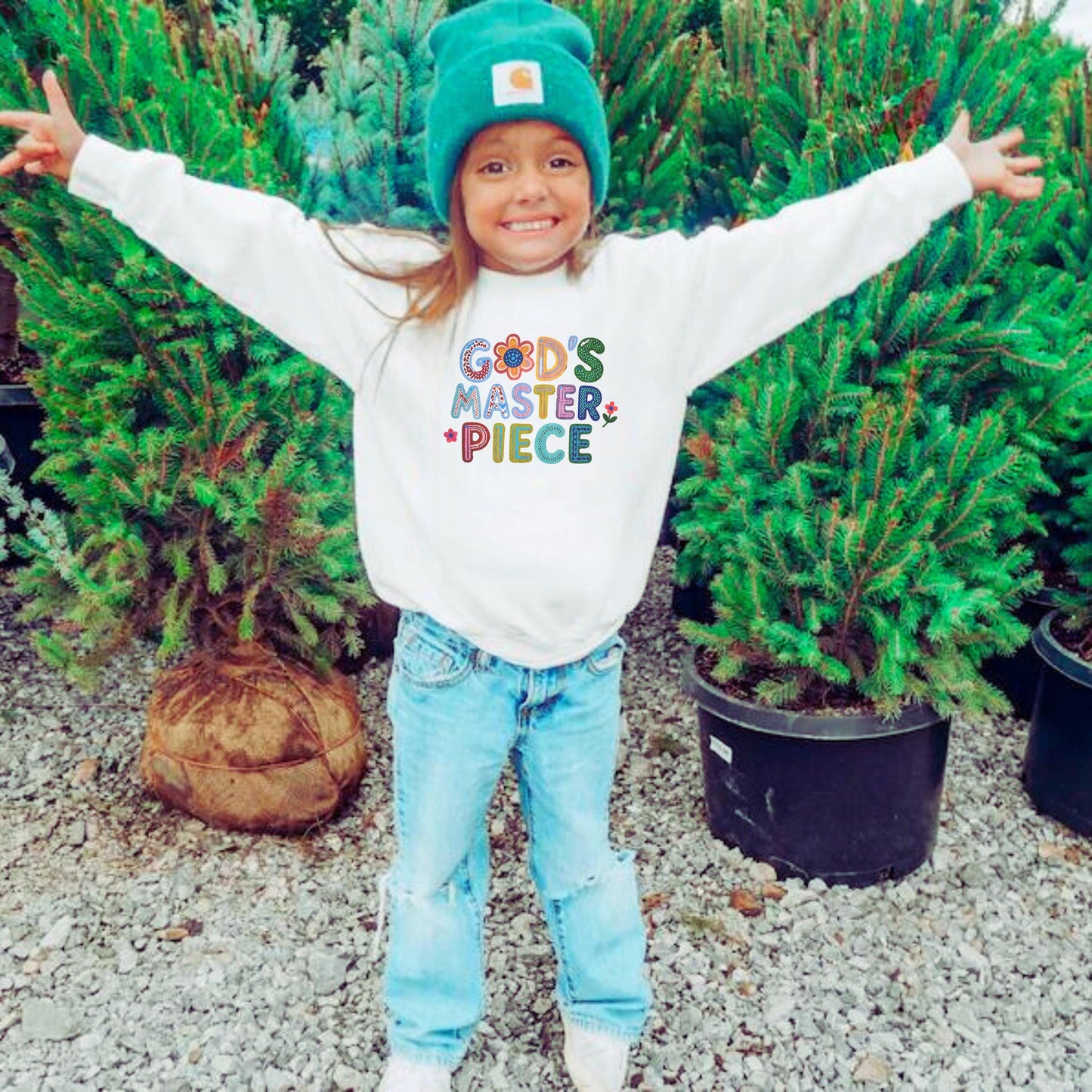 God’s Masterpiece Children’s Sweatshirt – Christian Kids Crewneck – Children's Faith Based Apparel - Kids church tee