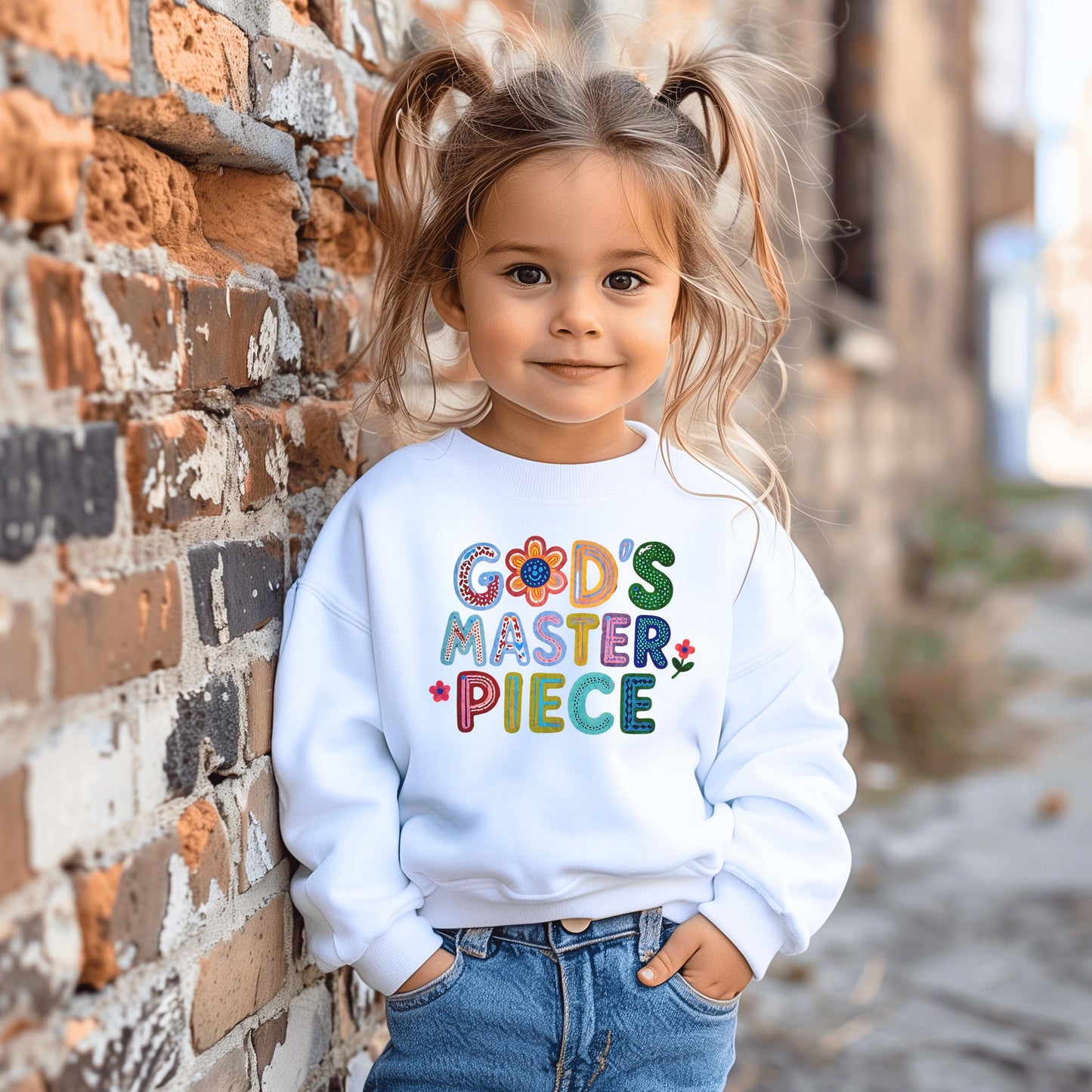 God’s Masterpiece Children’s Sweatshirt – Christian Kids Crewneck – Children's Faith Based Apparel - Kids church tee