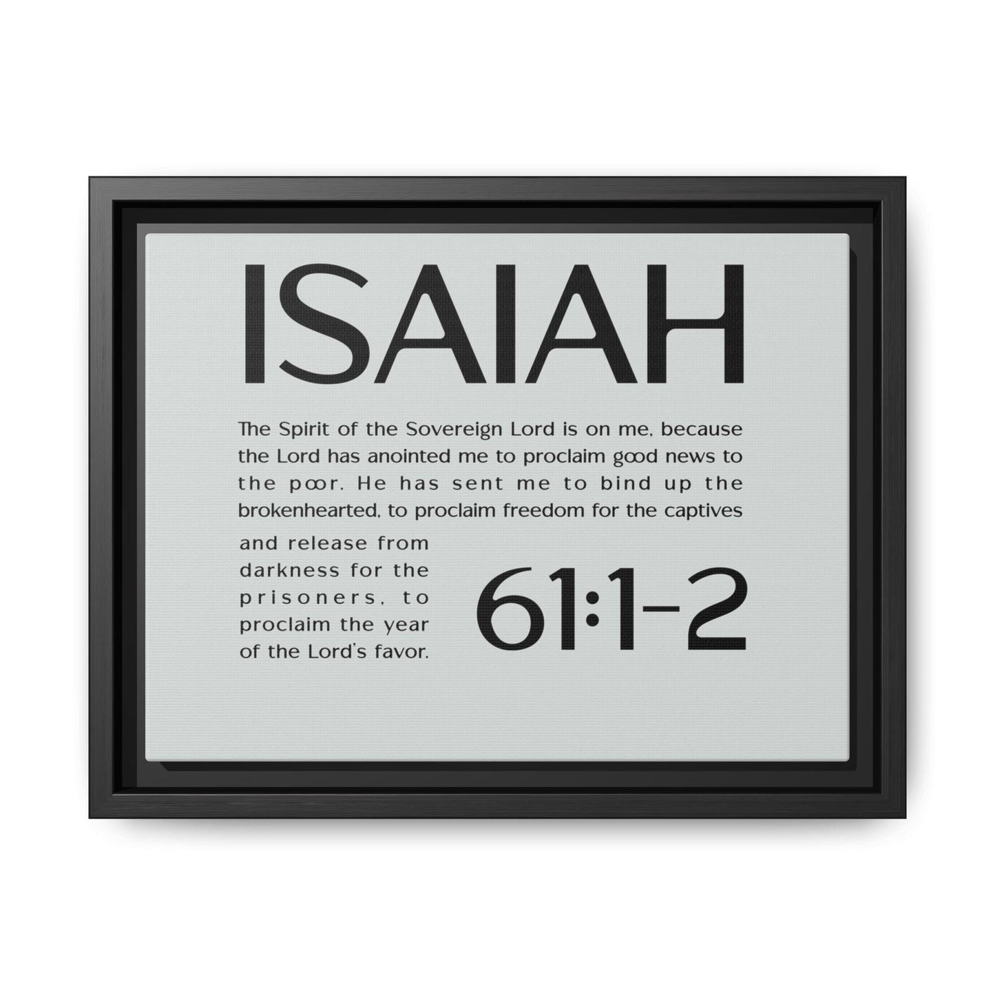 Inspirational Wall Art, Framed Canvas with Isaiah 61:1-2 Scripture, Modern Home Decor, Motivational Gift, Faith-Based Art
