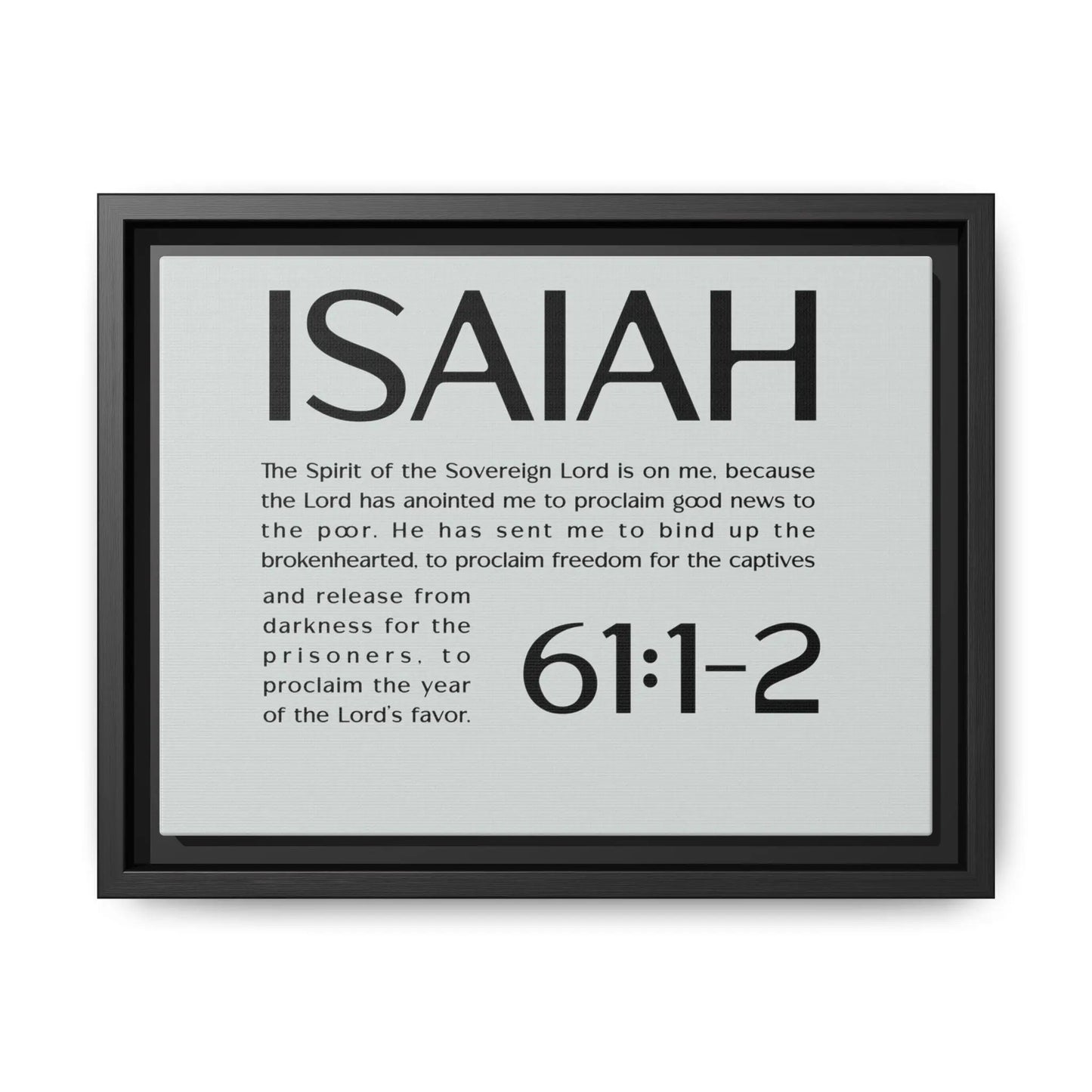 Inspirational Wall Art, Framed Canvas with Isaiah 61:1-2 Scripture, Modern Home Decor, Motivational Gift, Faith-Based Art