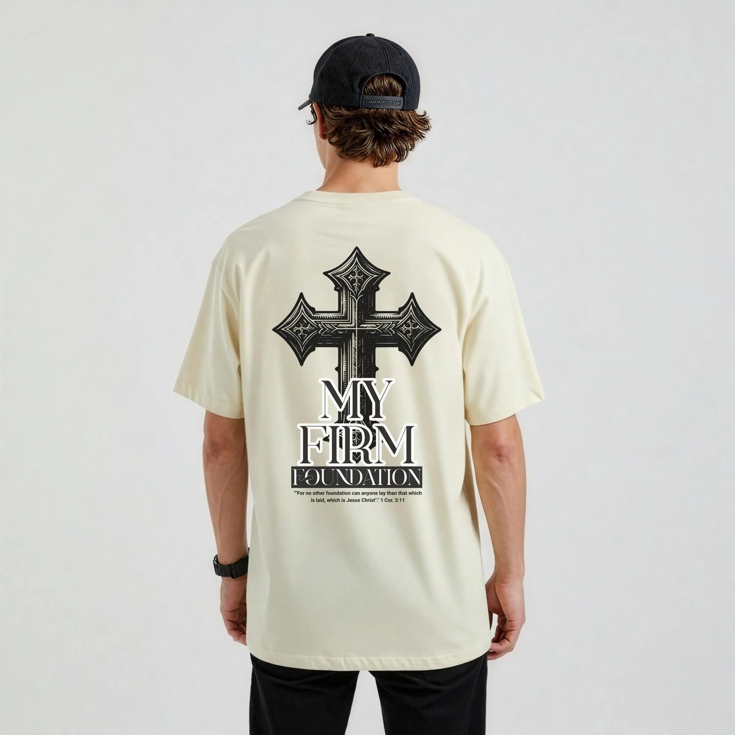 Firm Foundation T-Shirt, Men’s Christian Comfort Colors Tee, Faith Based Bible Verse Shirt, Christian Streetwear, Men's Church apparel