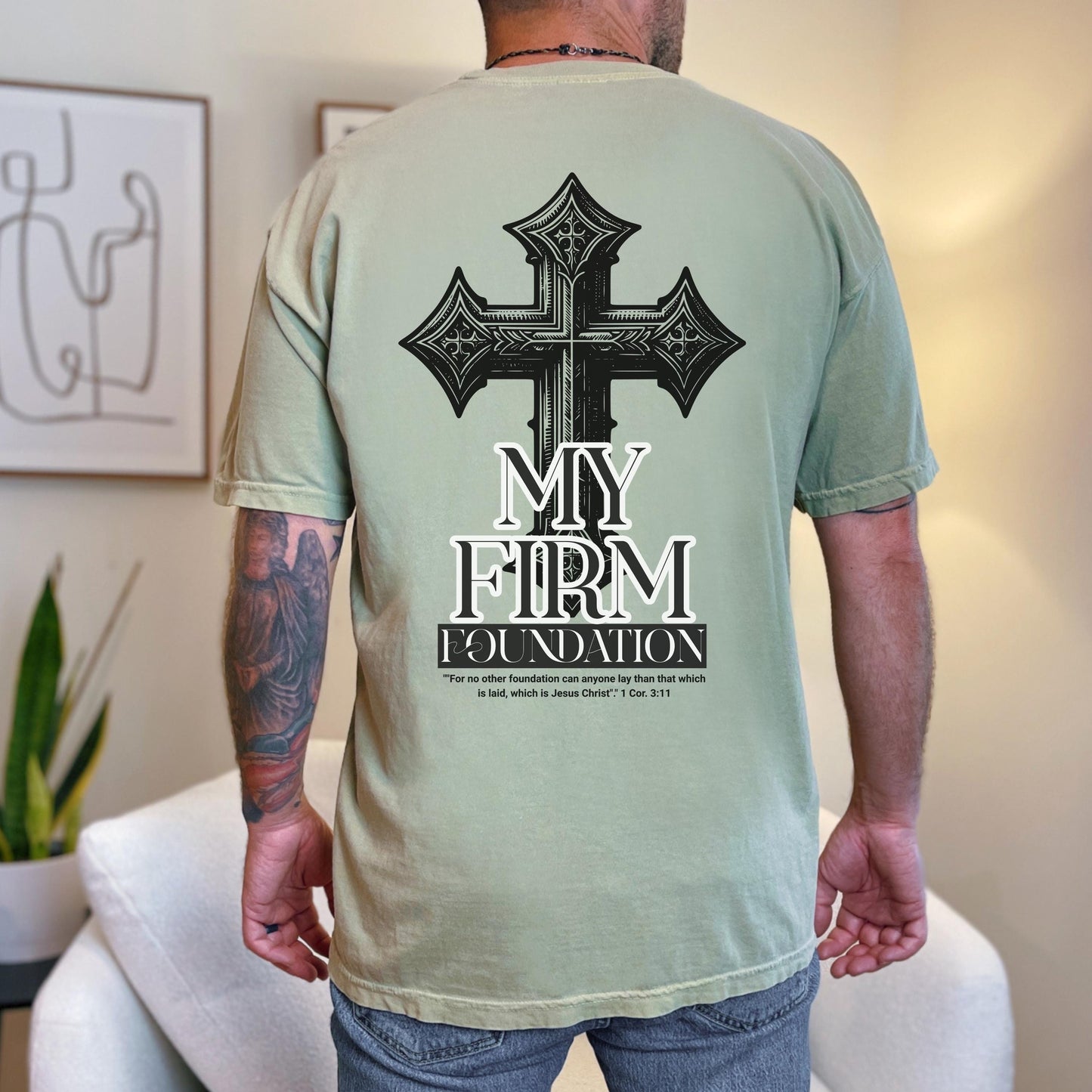 Firm Foundation T-Shirt, Men’s Christian Comfort Colors Tee, Faith Based Bible Verse Shirt, Christian Streetwear, Men's Church apparel
