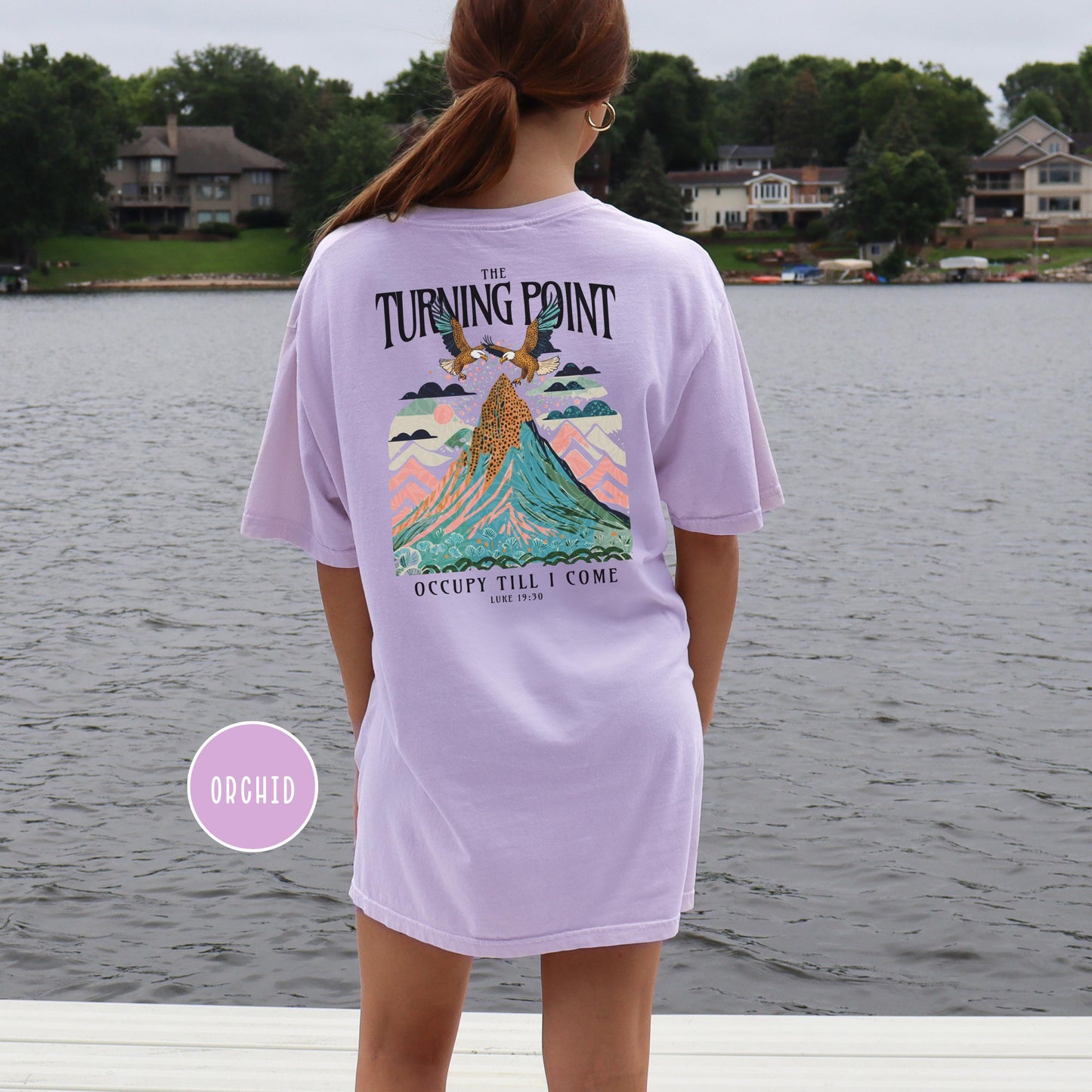 Women’s Christian Comfort Colors Tee – “Turning Point” Luke 19 – Faith Based Shirt - Bible Verse Gift - Trendy Christian Apparel