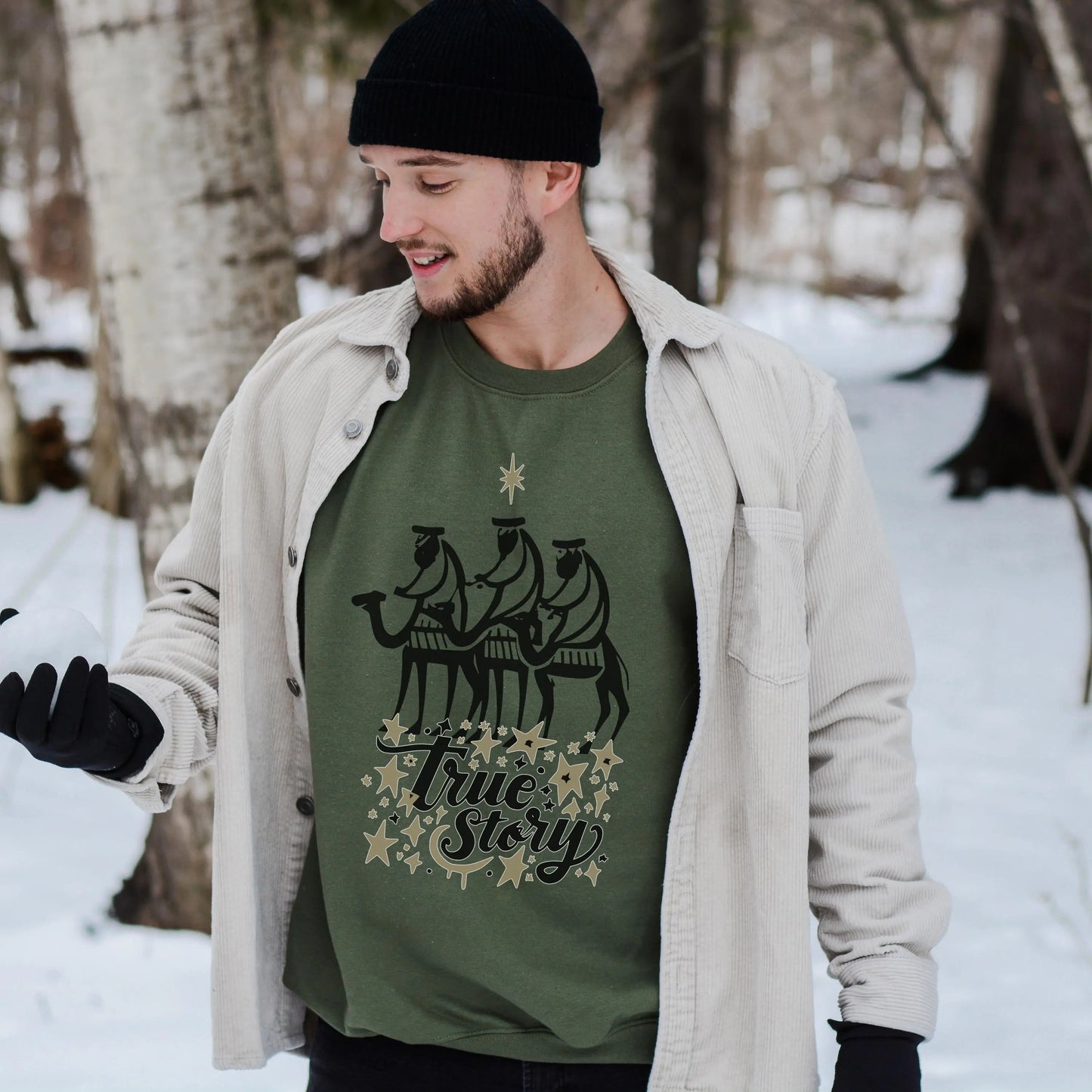 True Story Holiday Sweatshirt, True Story Men’s Christmas Sweatshirt, Christian Holiday Crewneck, Jesus Nativity Design, Faith Based Apparel