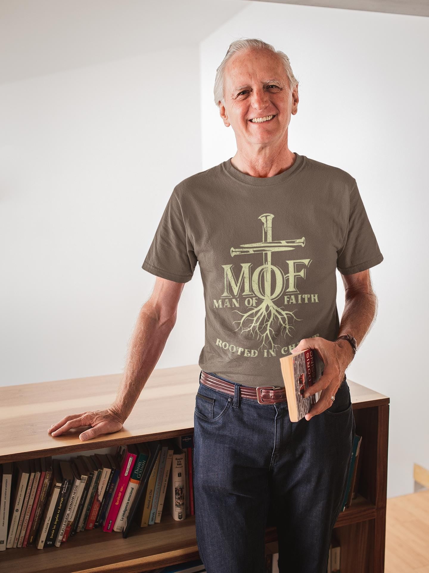 Man of Faith T-Shirt, Rooted in Christ Faith tee, Christian Comfort Colors Men’s Tee, Faith Apparel, Gift for Christian Man, Bible Verse tee